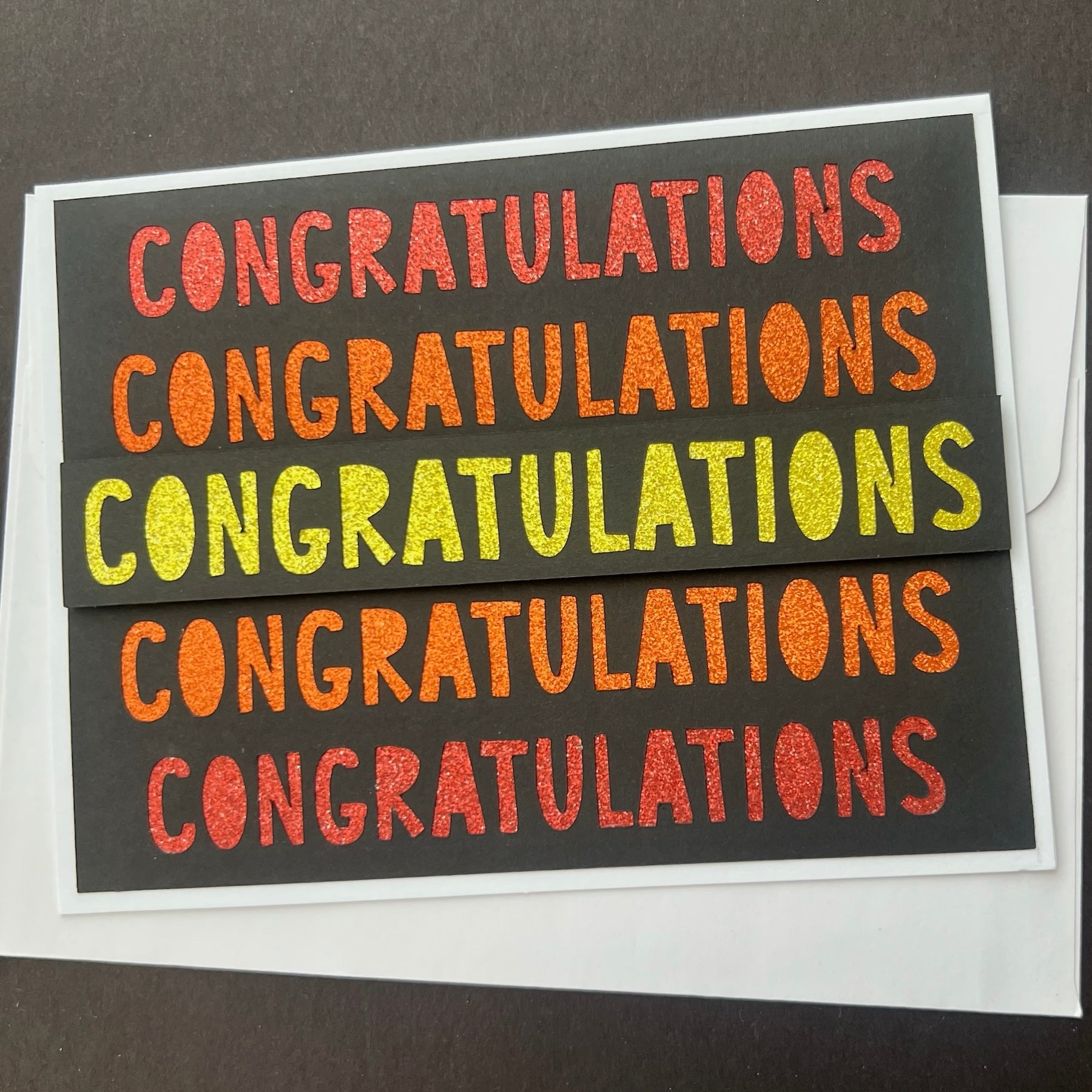 Congratulations in Glitter - Handmade Card