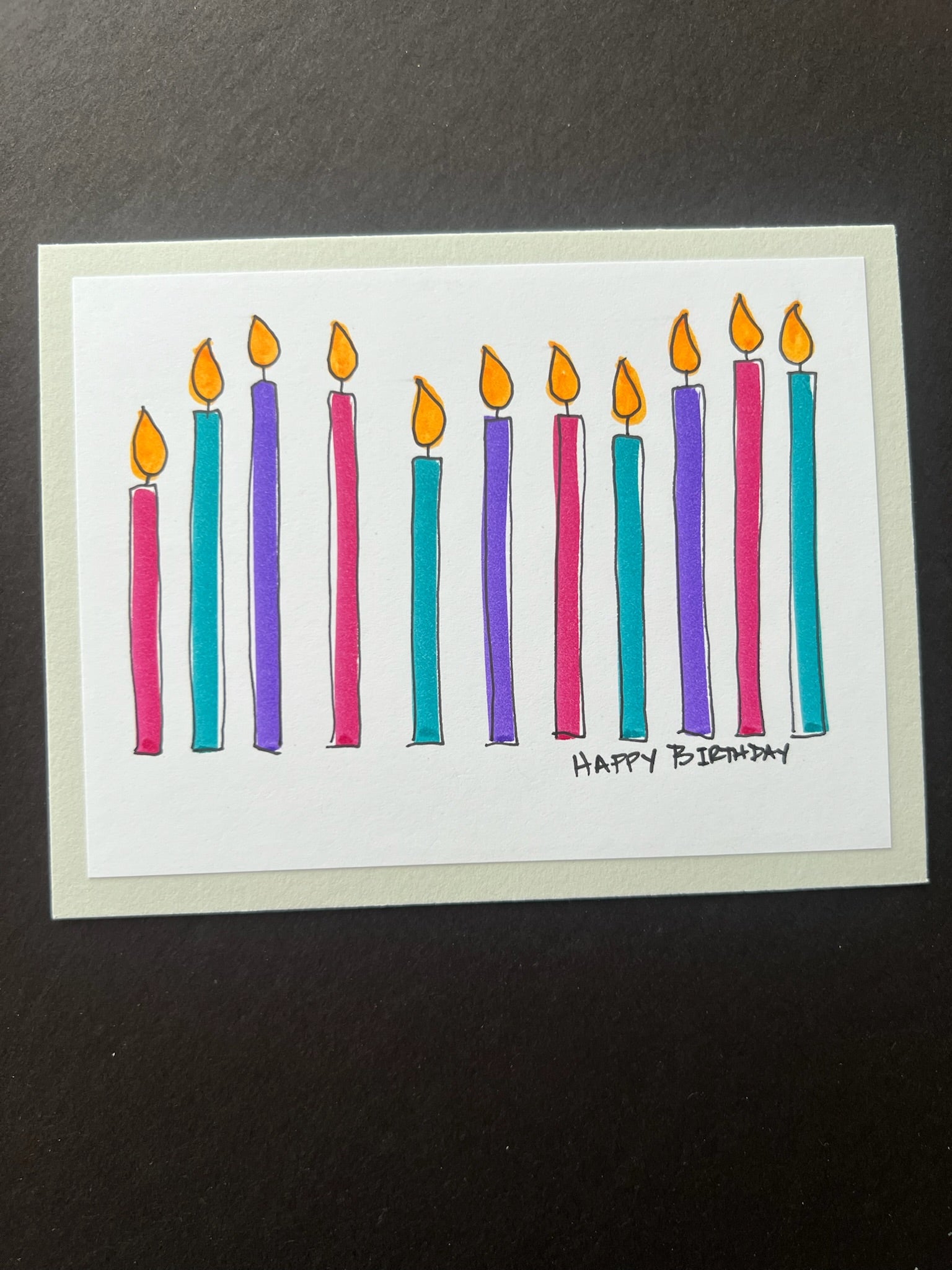 Hand drawn BDAY Candles - Handmade Card