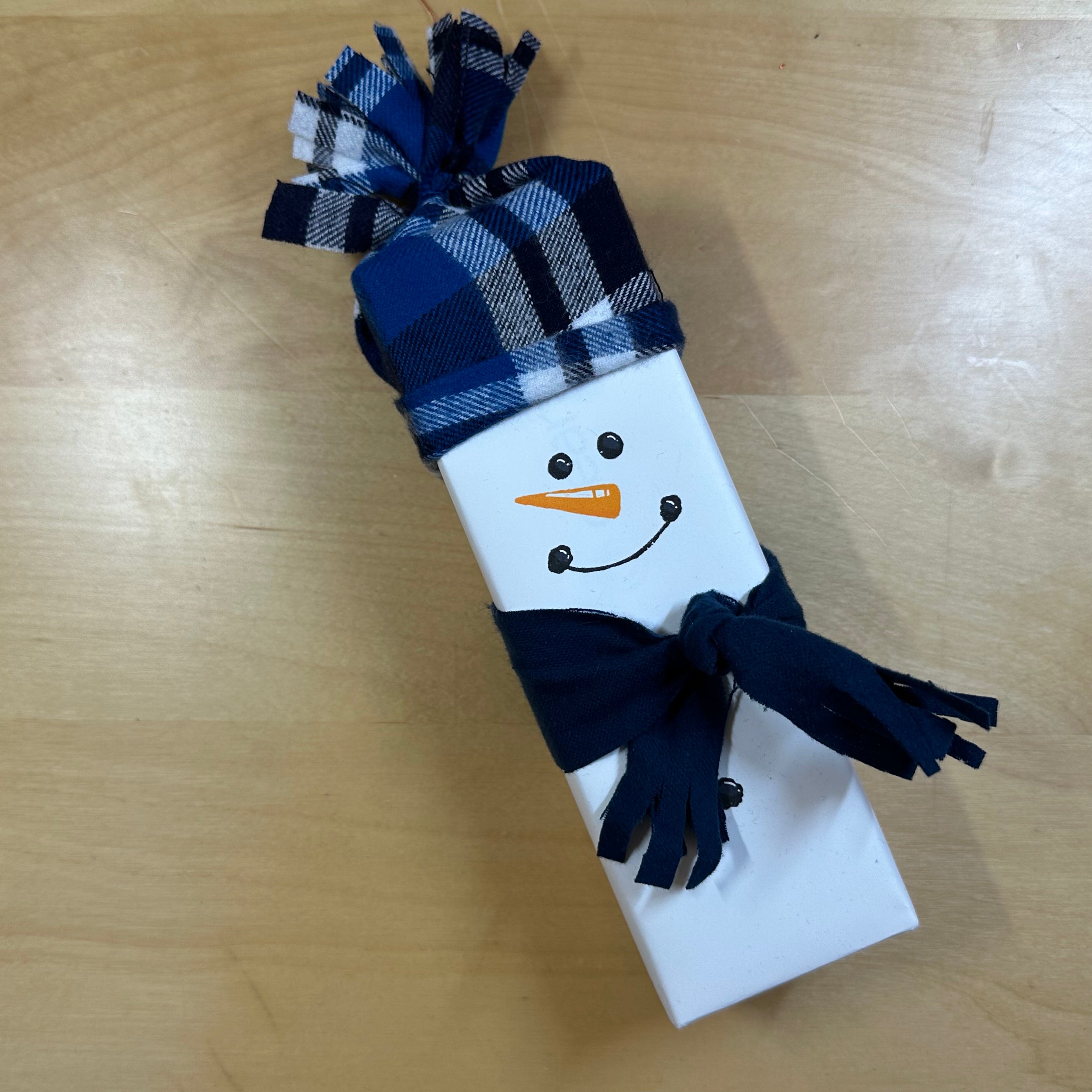 Snowman Kit - Blue Plaid Hat - Blue Scarf