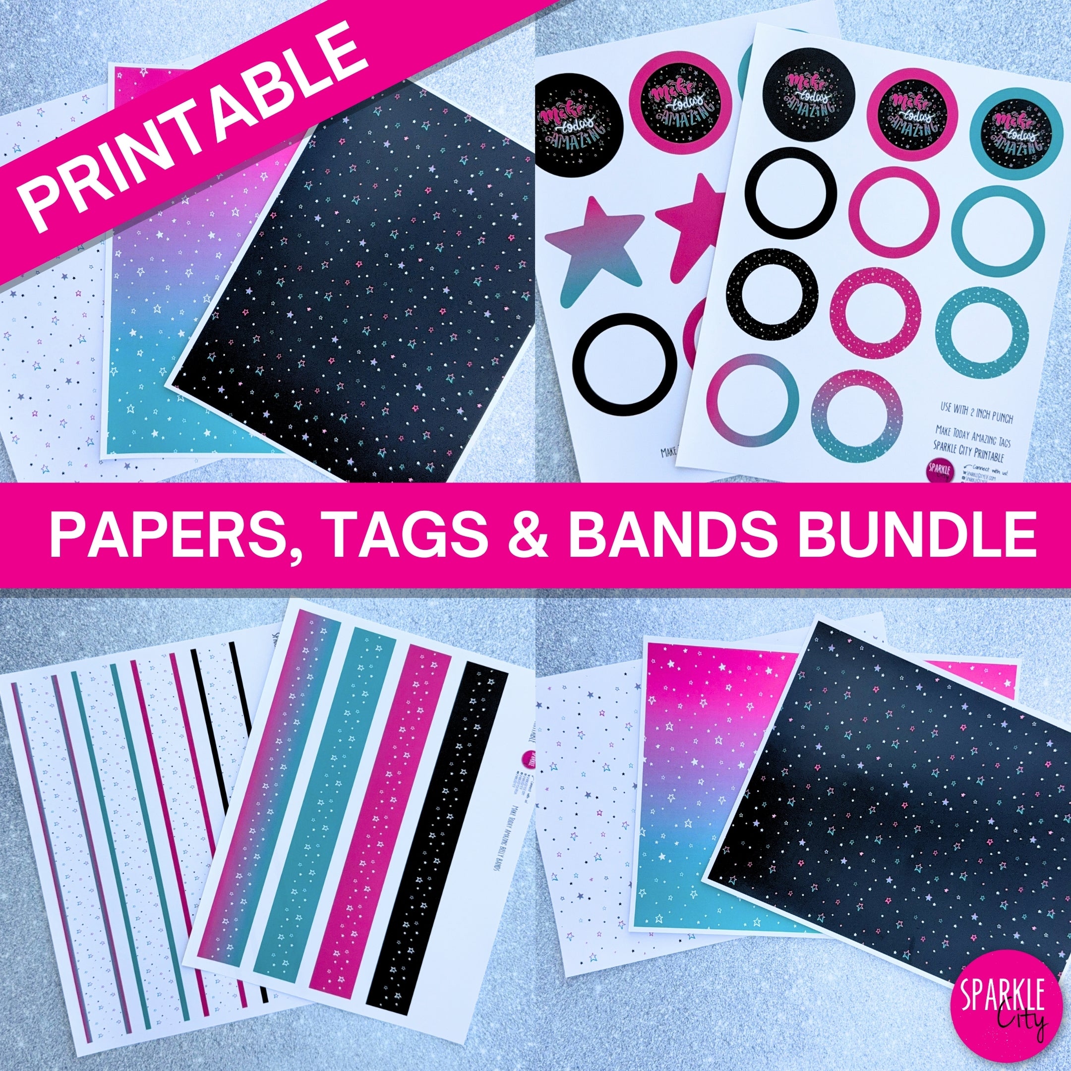 Make Today Amazing - Pattern Papers, Tags and Belly Bands MEGA BUNDLE