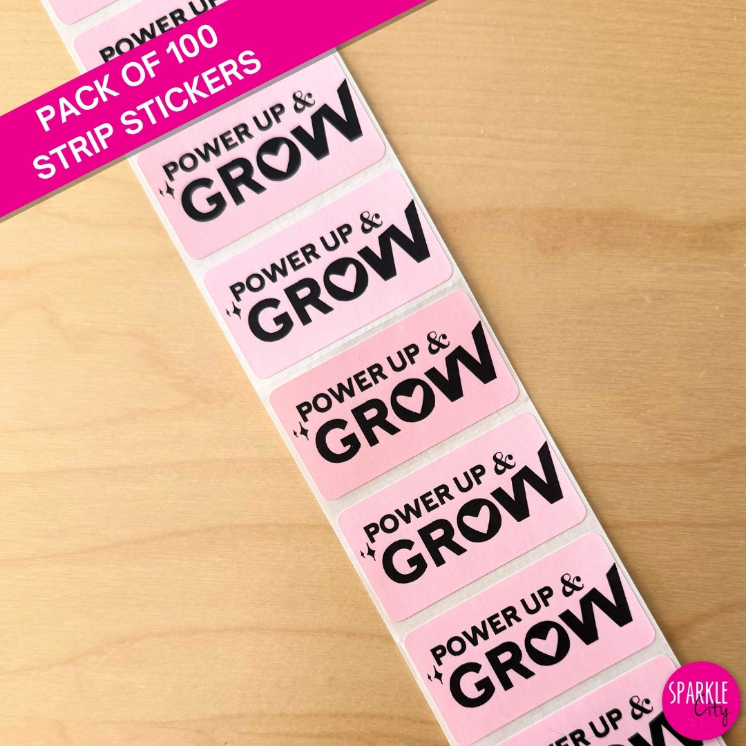 Power Up & Grow Pink - Strip Stickers