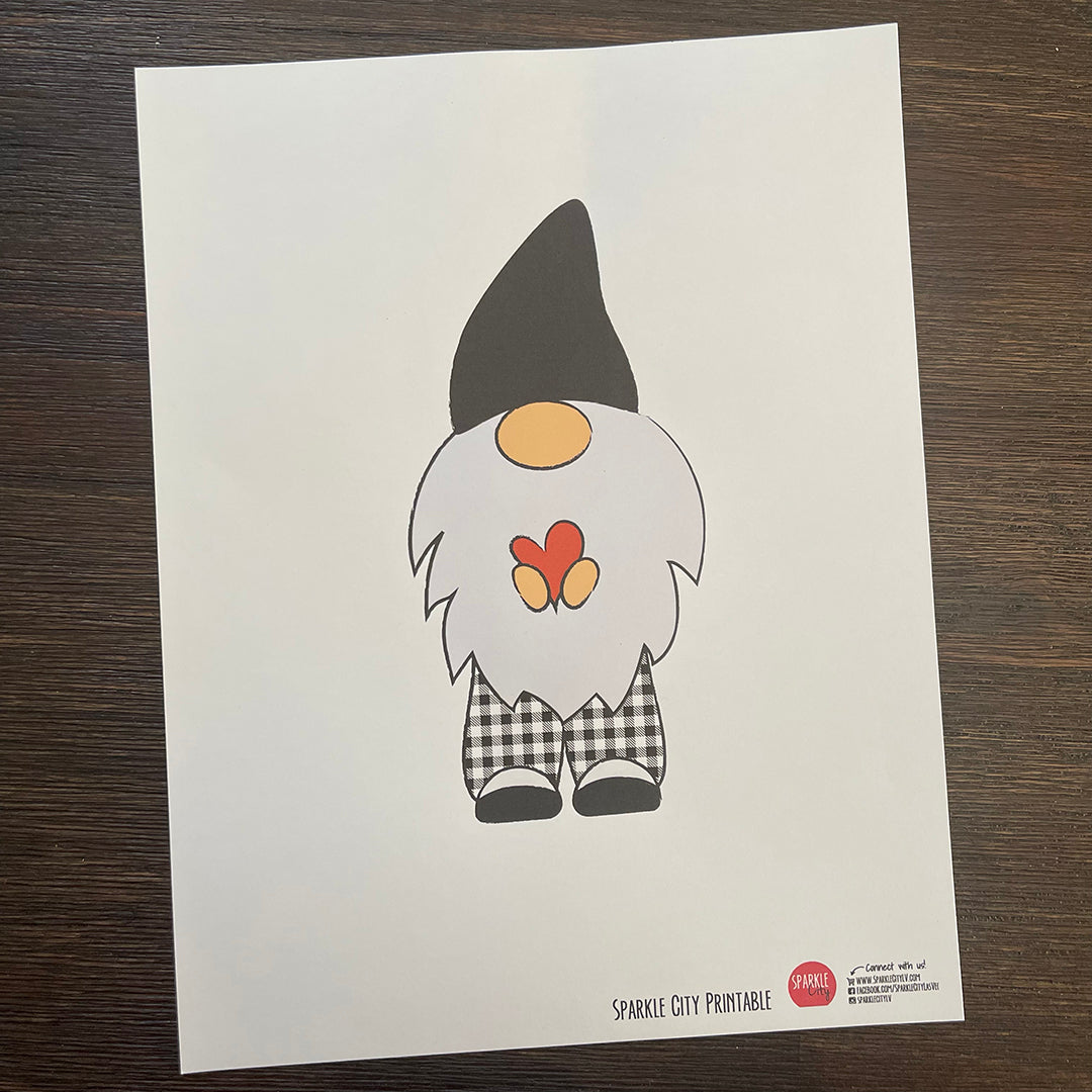 Gnome Printable - White Plaid