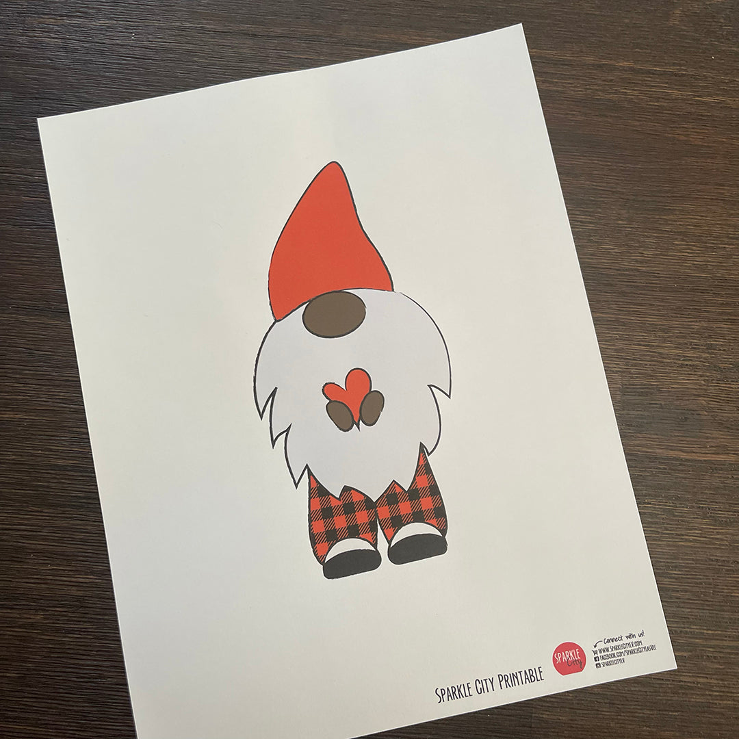 Gnome Printable - Red Plaid