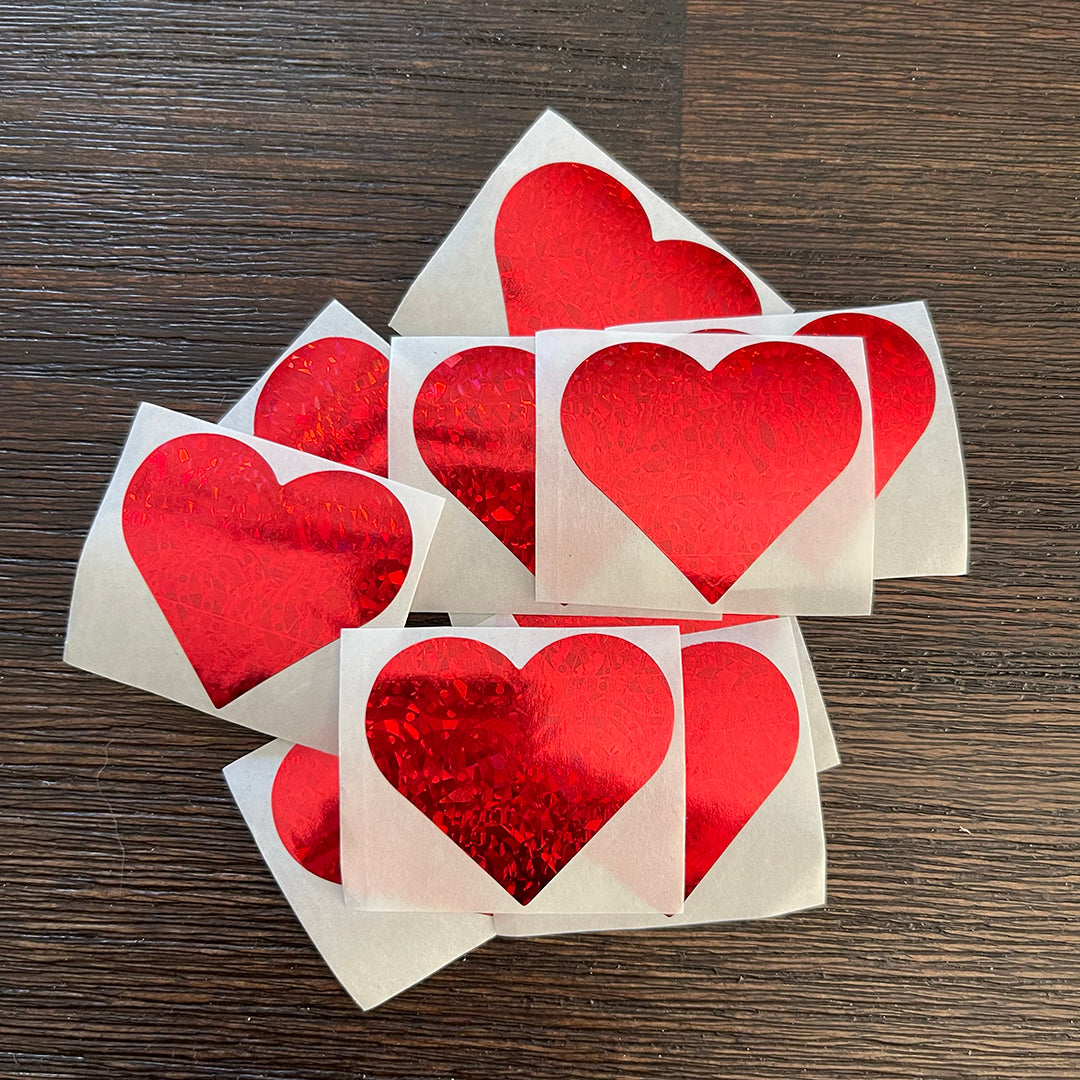 Love Stickers - Red Holographic Heart 1.5 inch