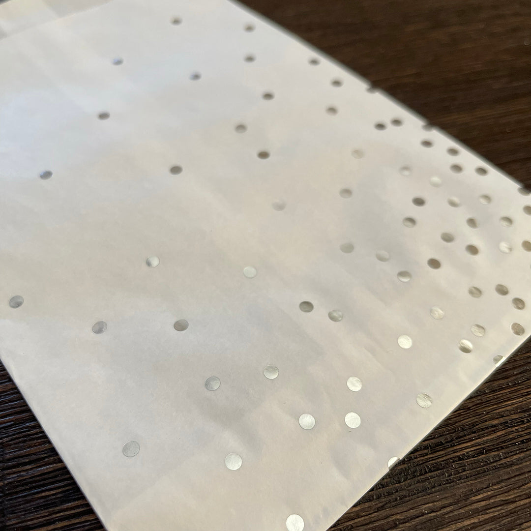 Foil Accent Bags - Confetti Dots - Silver - 5"x8" White Merchandise Bags