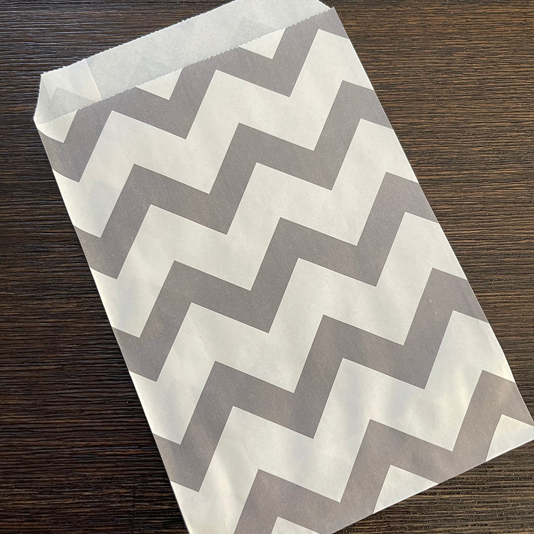 Gray Chevron - 5"x8" White Merchandise Bags