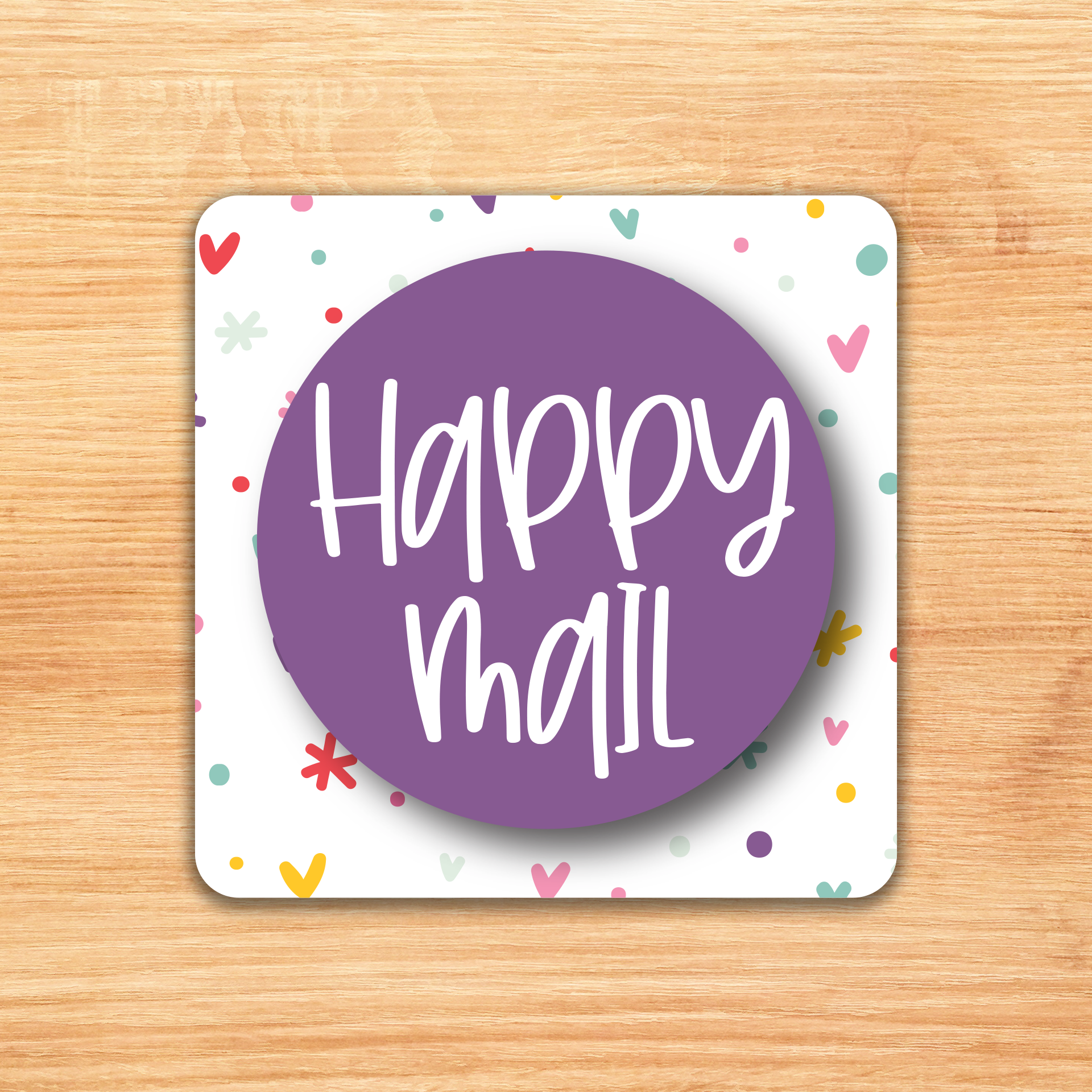 Happy Mail - Purple - Square Sticker
