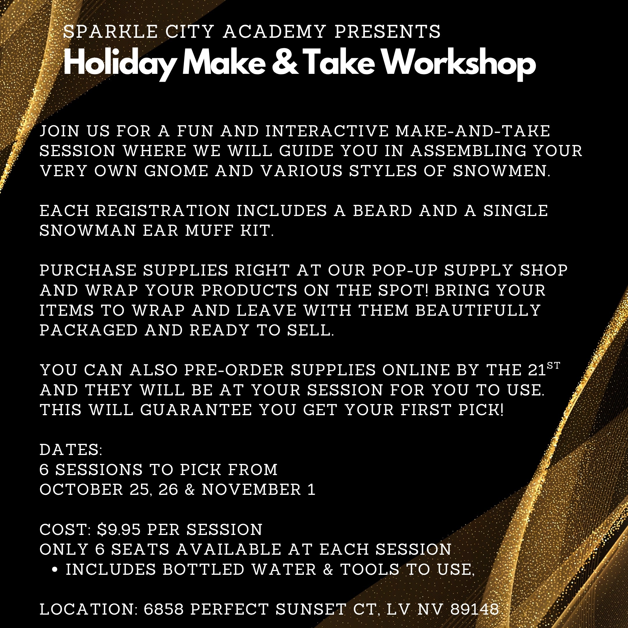 SCA Holiday Make & Take Workshop - October/November 2025