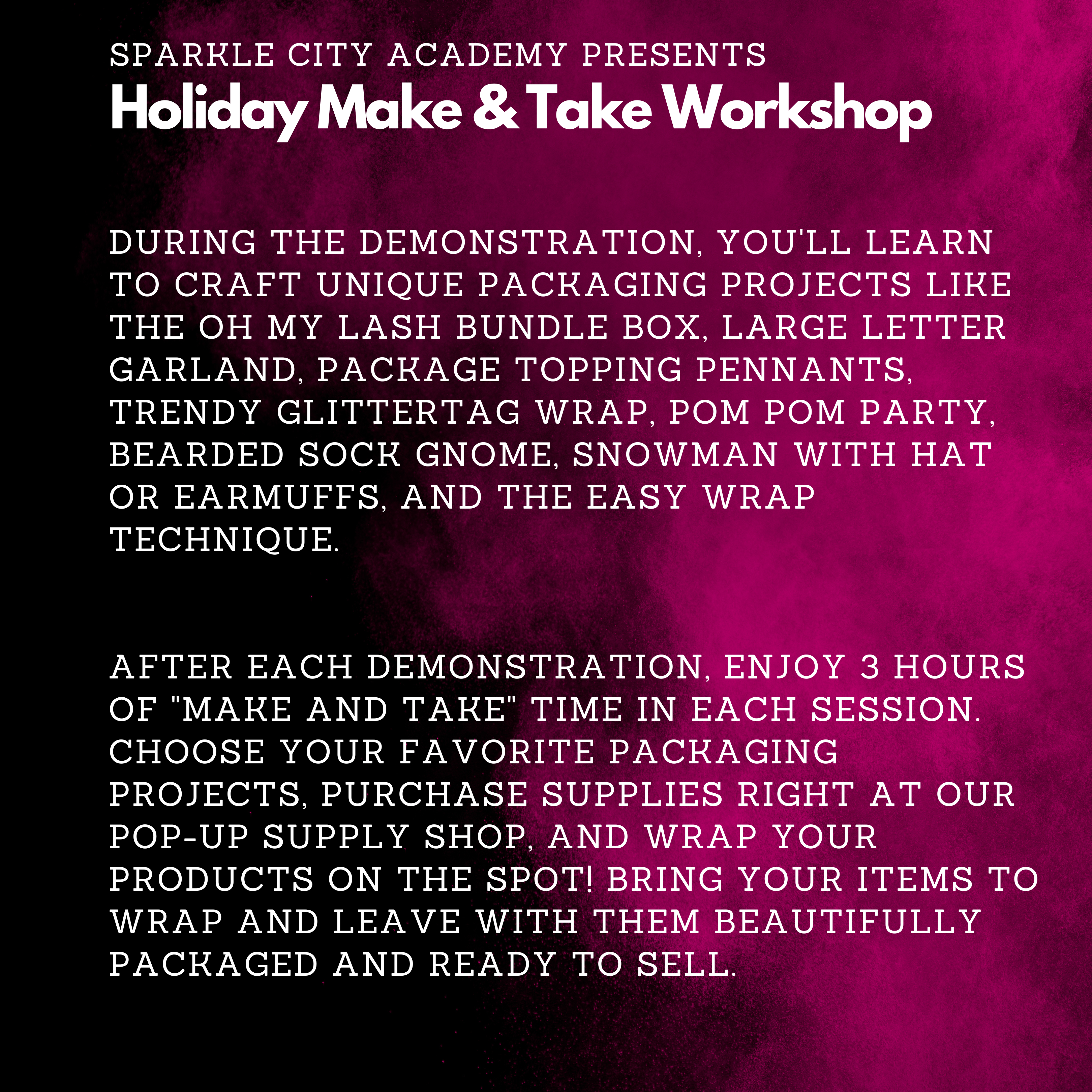 SCA Holiday Make & Take Workshop - September 23, 2024