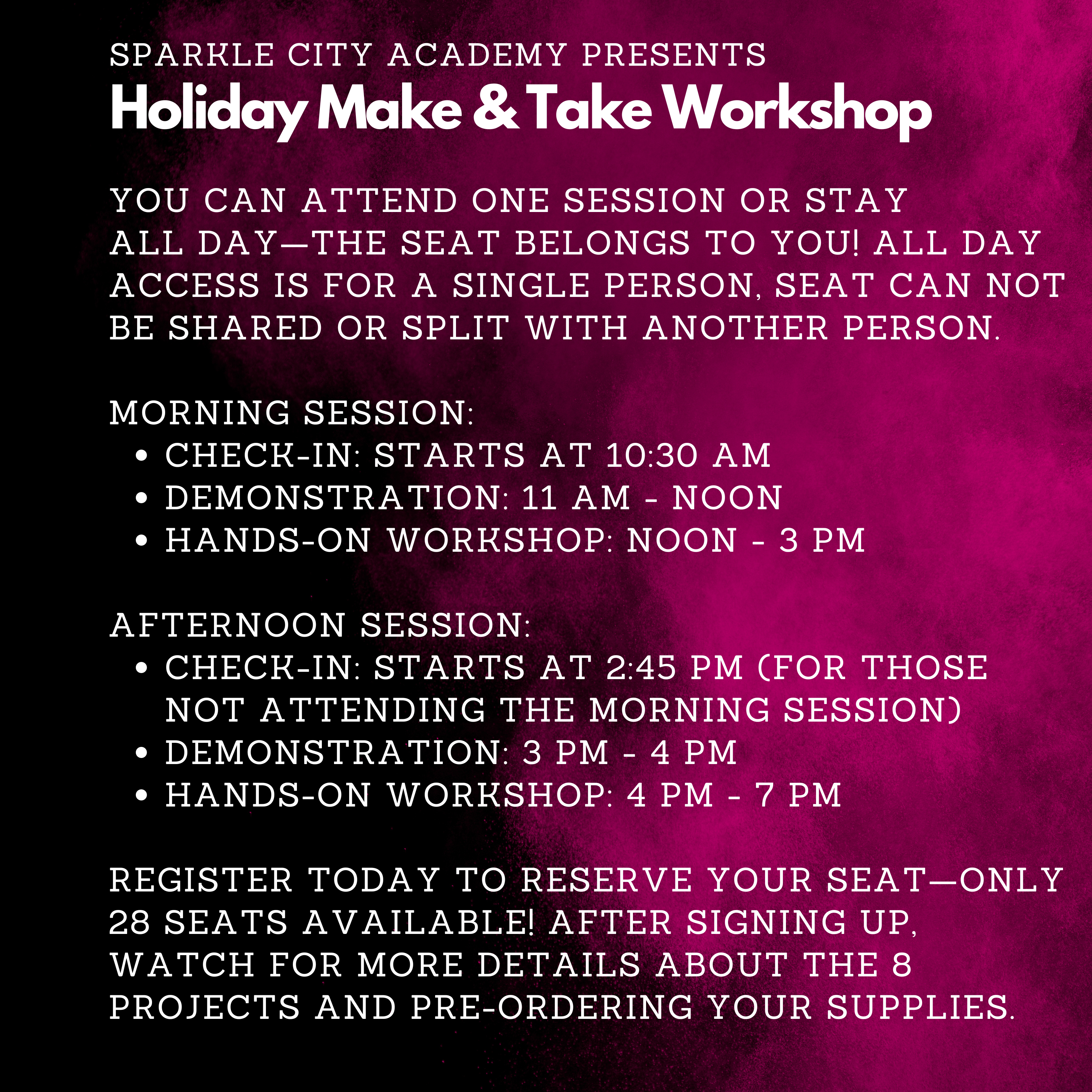 SCA Holiday Make & Take Workshop - September 23, 2024