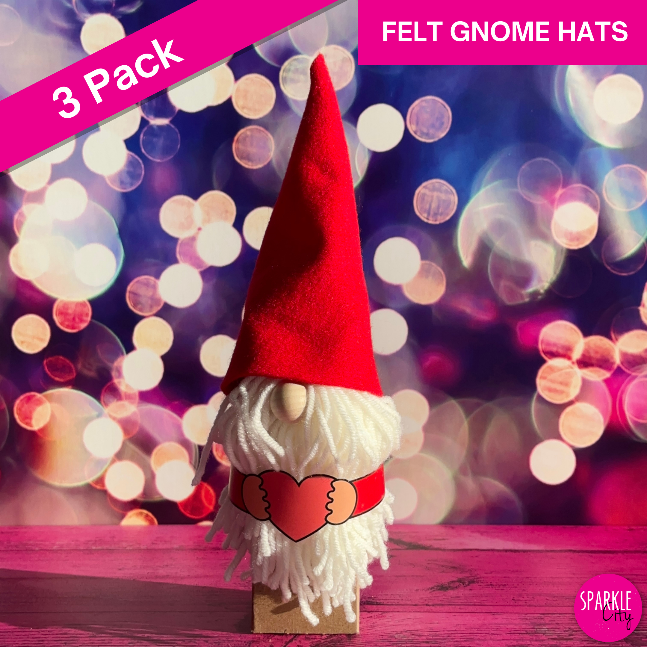 Felt Gnome Hats - Pack of 3