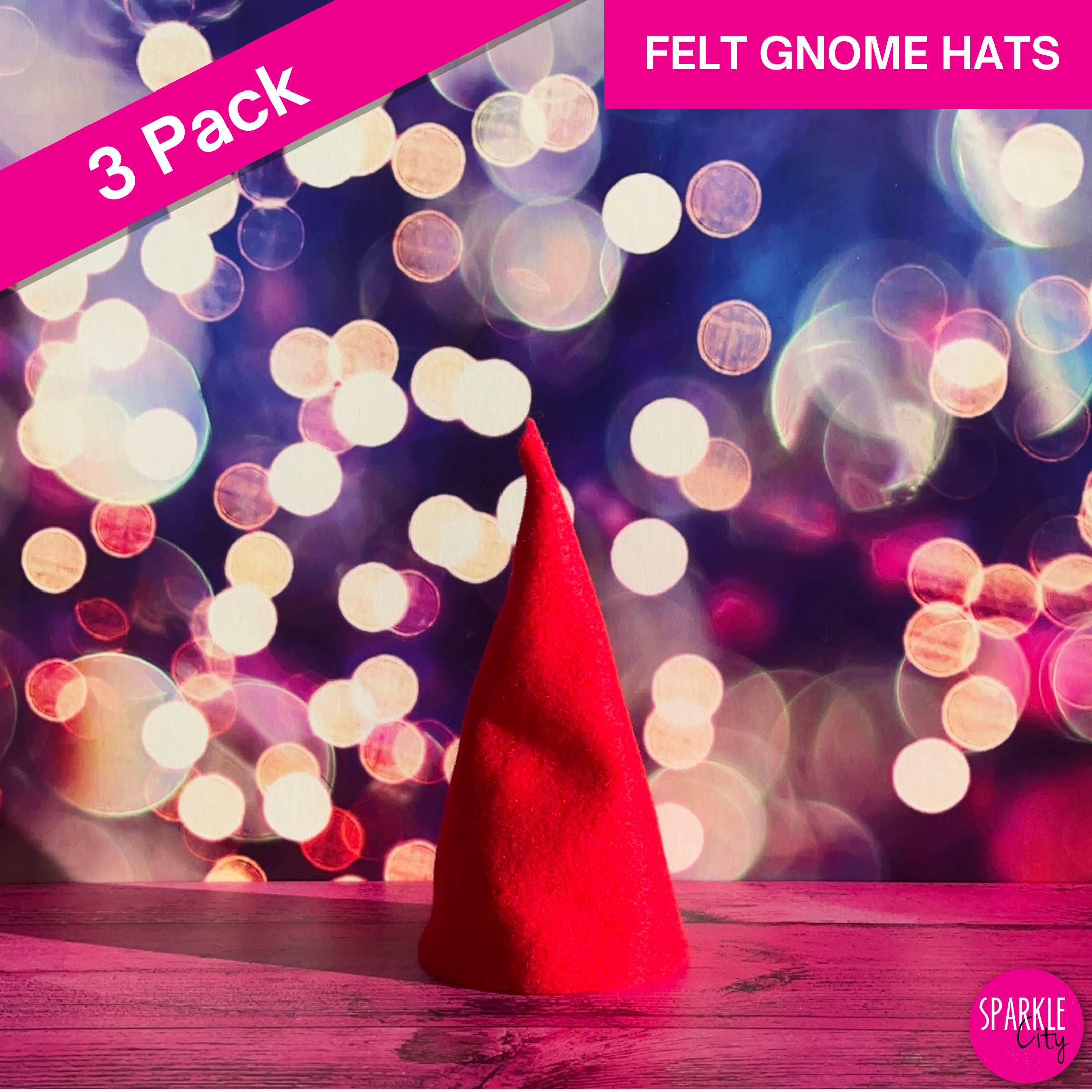 Felt Gnome Hats - Pack of 3