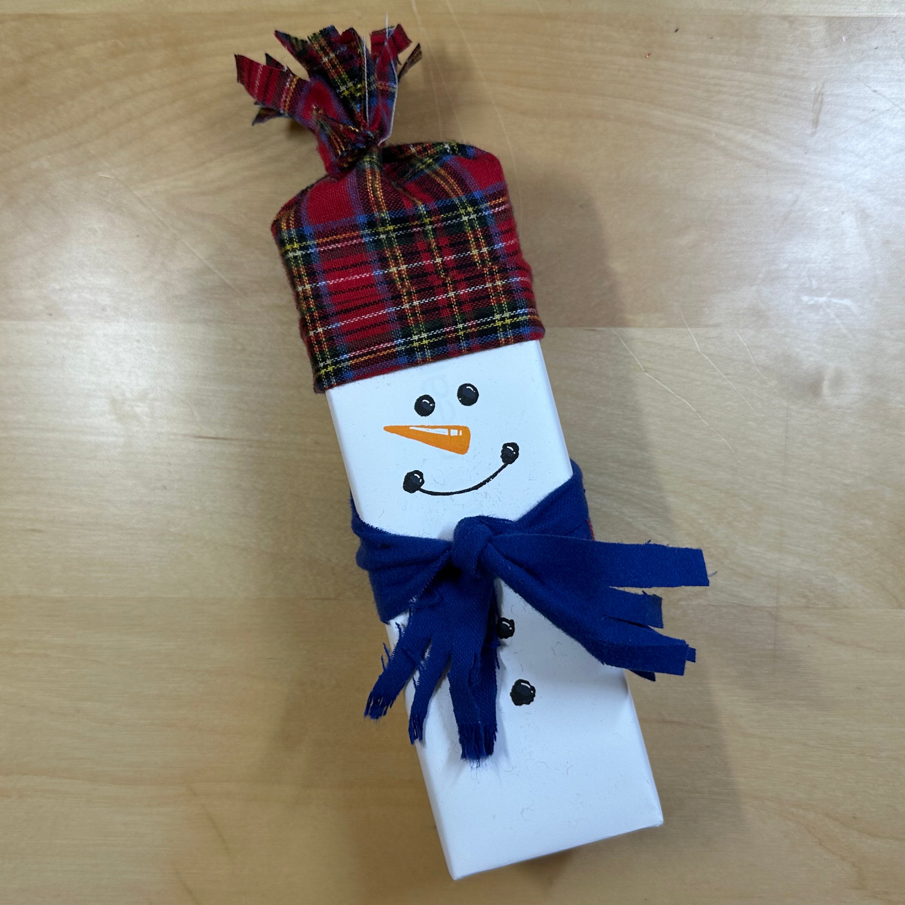 Snowman Kit - Red Plaid Hat - Blue Scarf