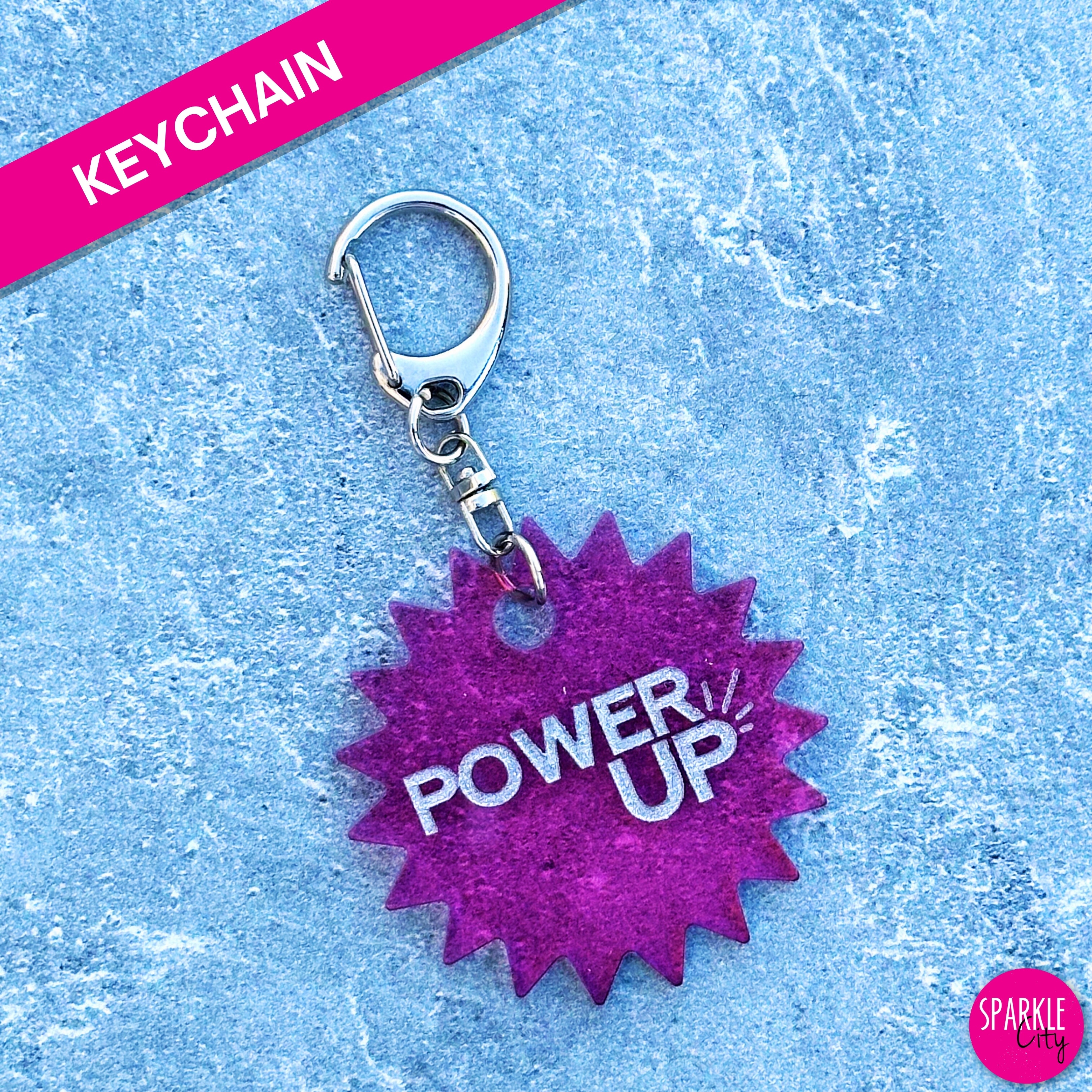 Power UP - Burst Silver Fill - Keychain