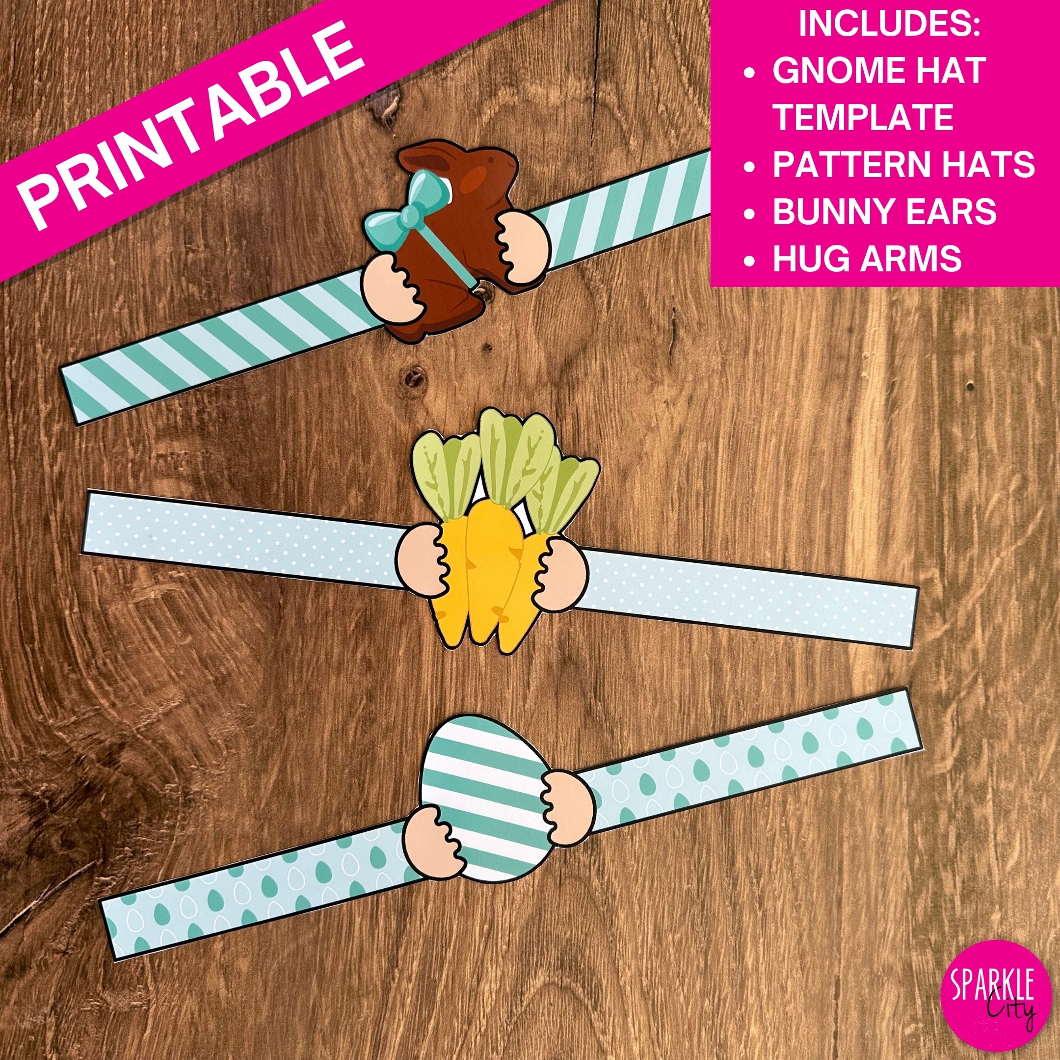 Gnome Hats, Hug Arms and Bunny Ears Bundle - Easter Wishes - Printable Collection