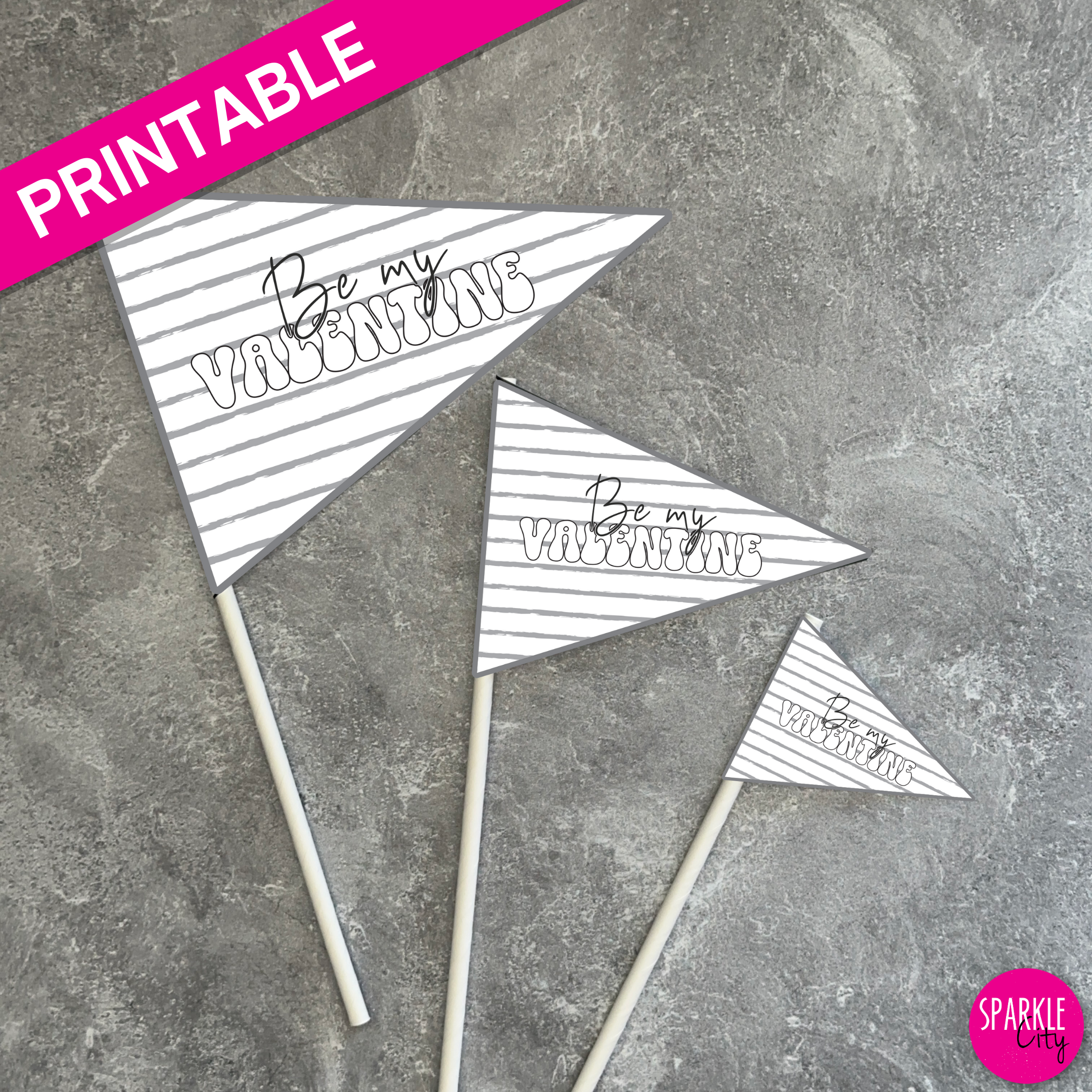 Lots of Love Printables - Pennants - Be My Valentine