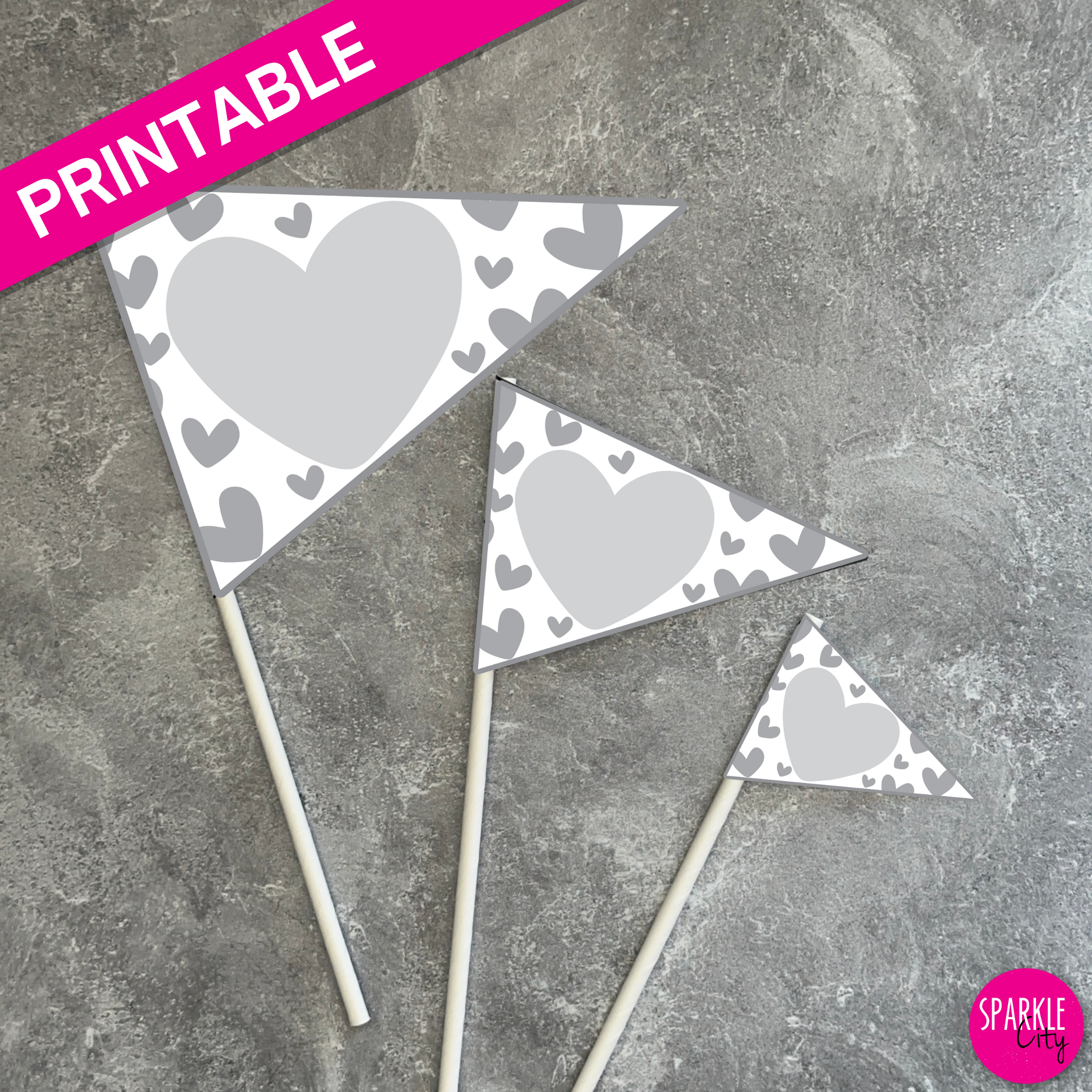 Lots of Love Printables - Pennants - Big Heart