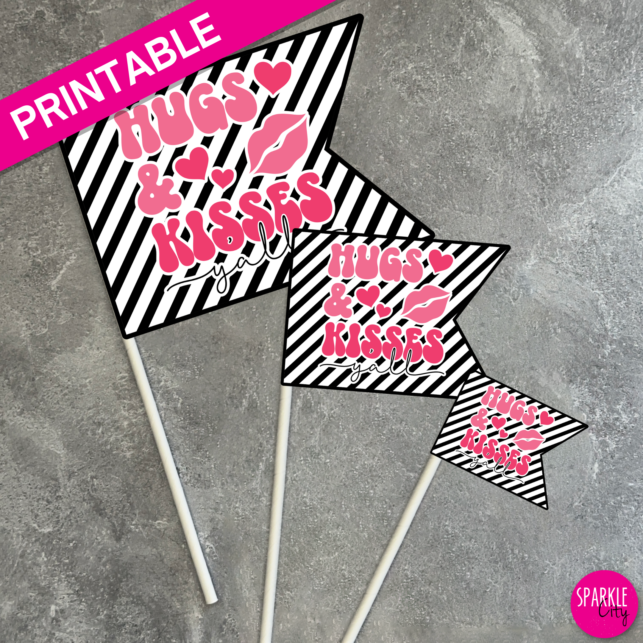 Lots of Love Printables - Pennants - Hugs & Kisses Y'all