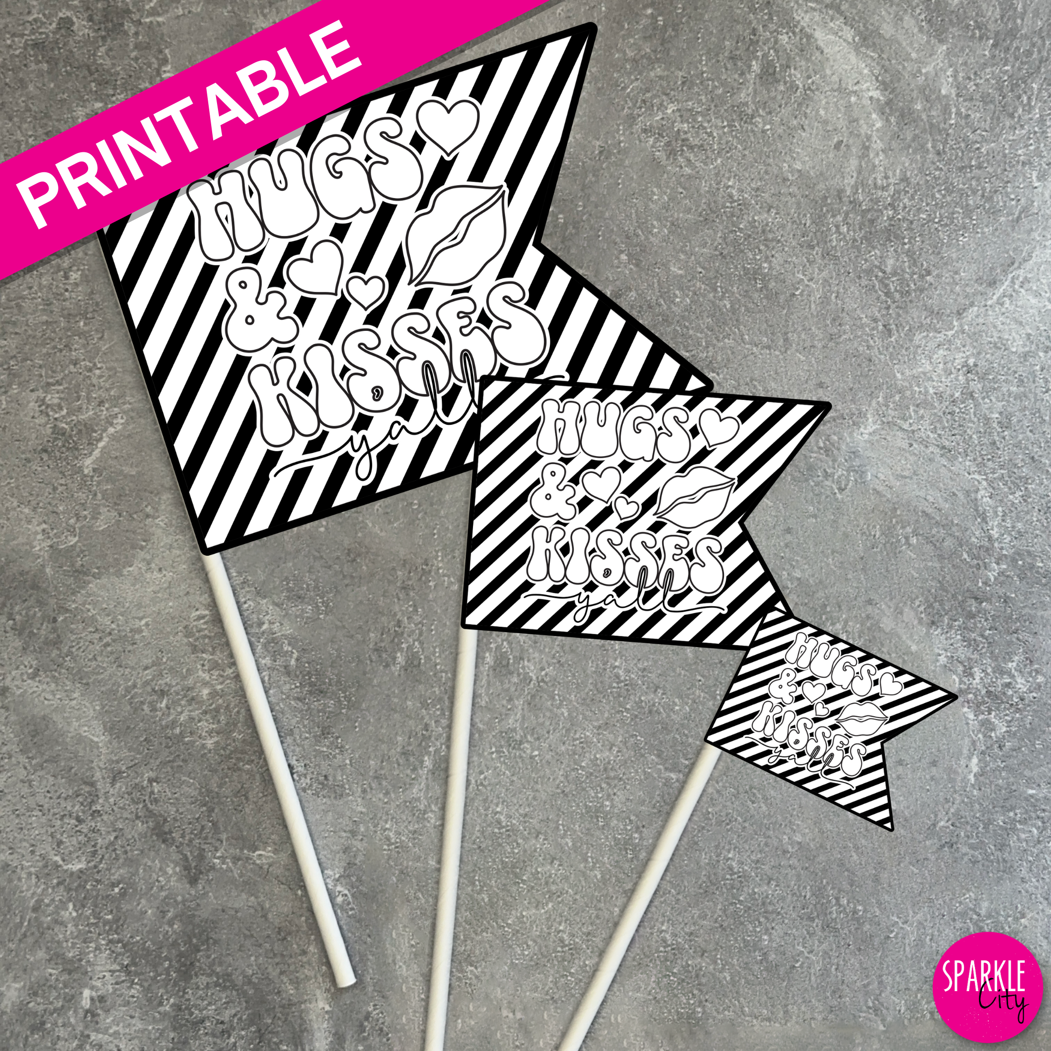 Lots of Love Printables - Pennants - Hugs & Kisses Y'all