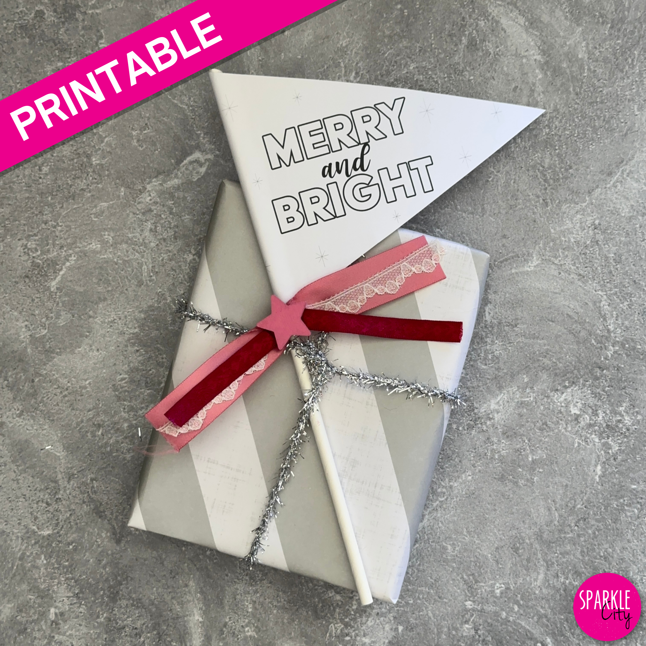 Winter Wishes Printables - Pennants - Merry and Bright