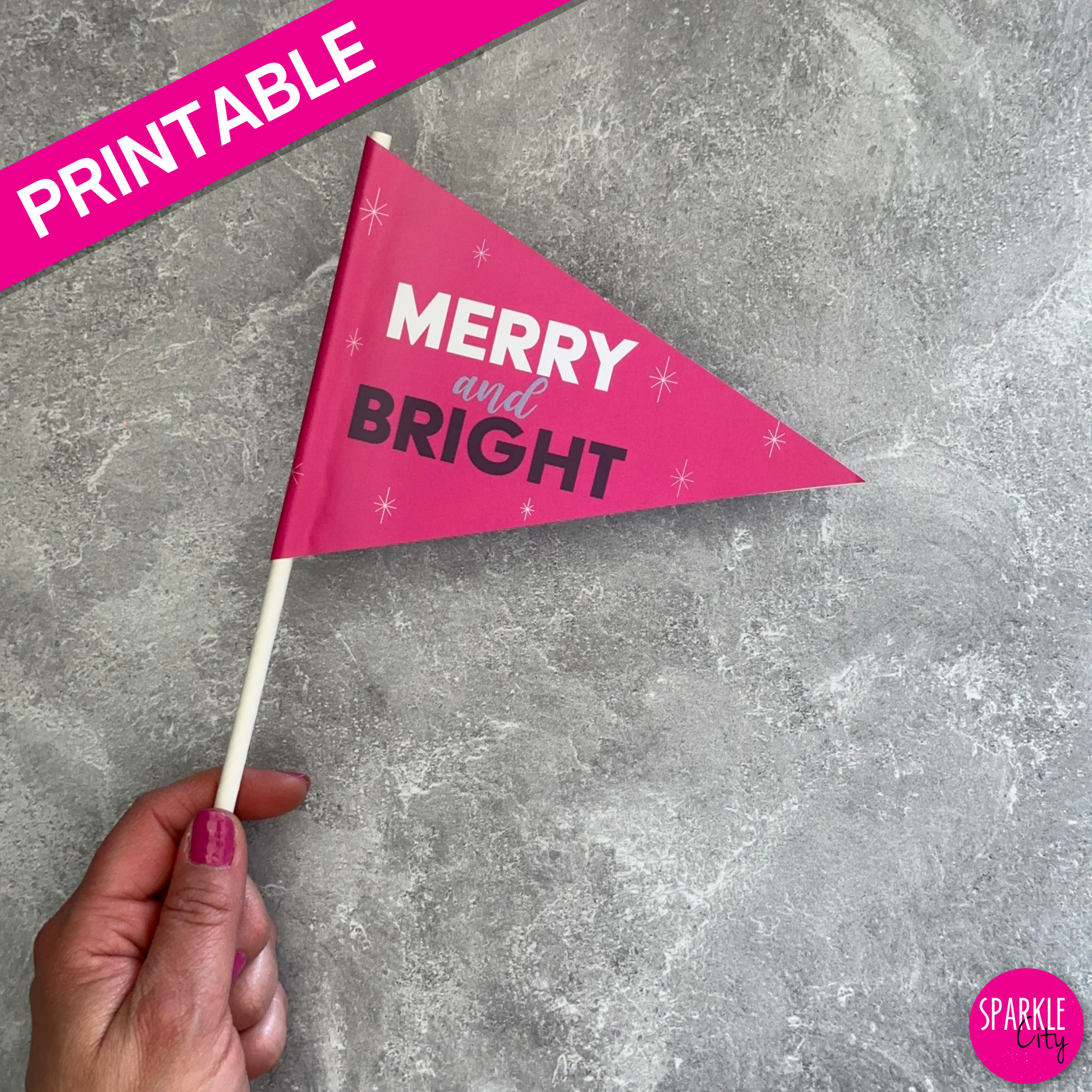 Winter Wishes Printables - Pennants - Merry and Bright