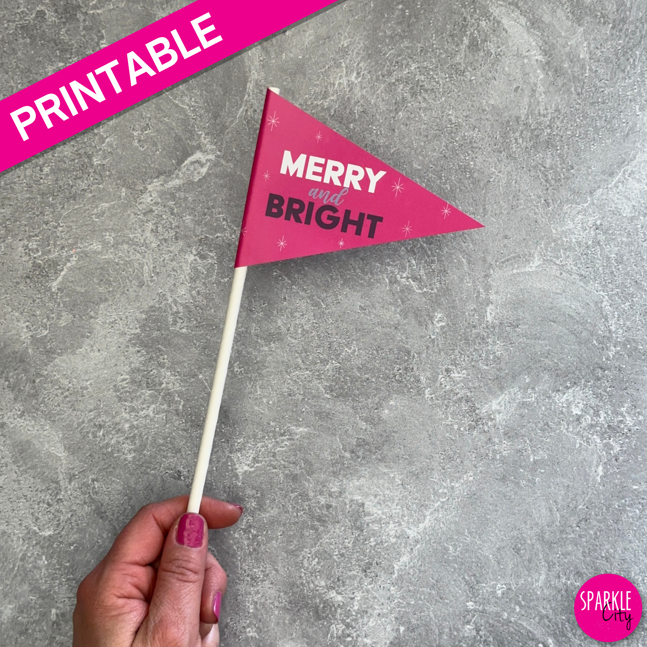 Winter Wishes Printables - Pennants - Merry and Bright