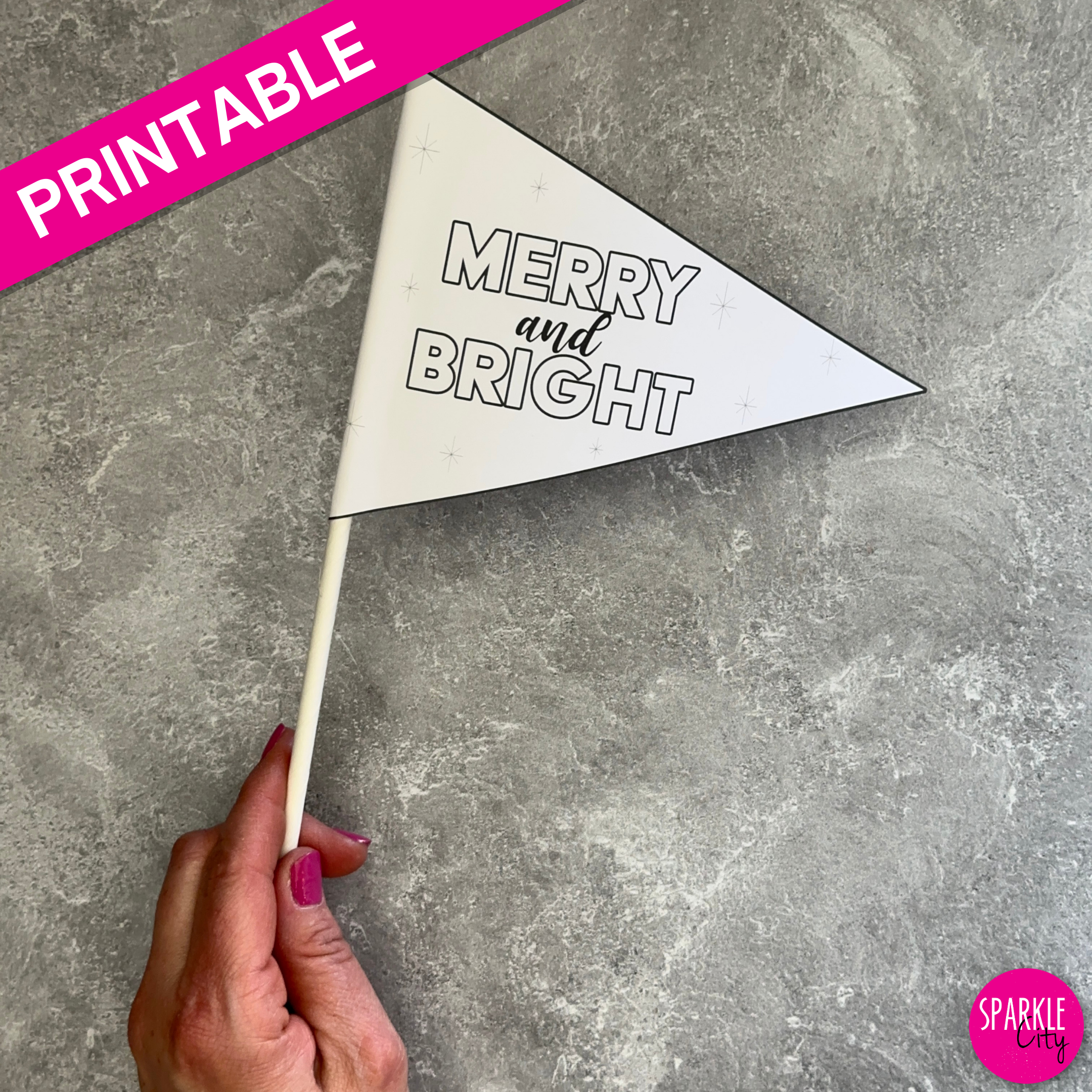 Winter Wishes Printables - Pennants - Merry and Bright