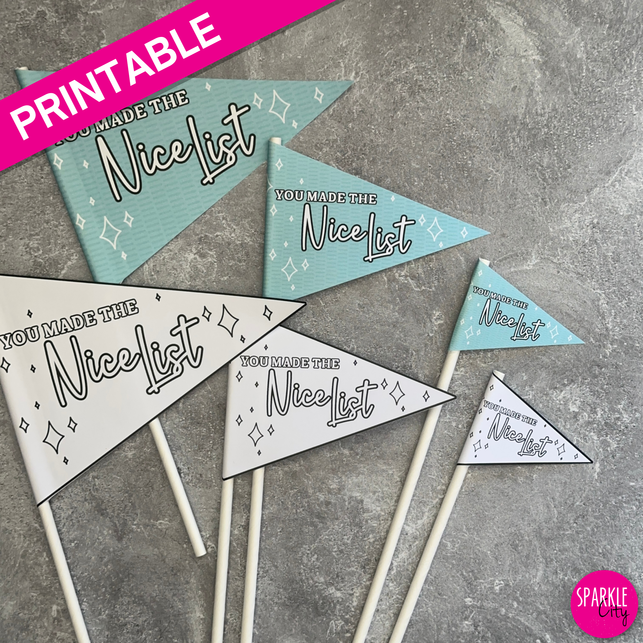 Winter Wishes Printables - Pennants - Nice List