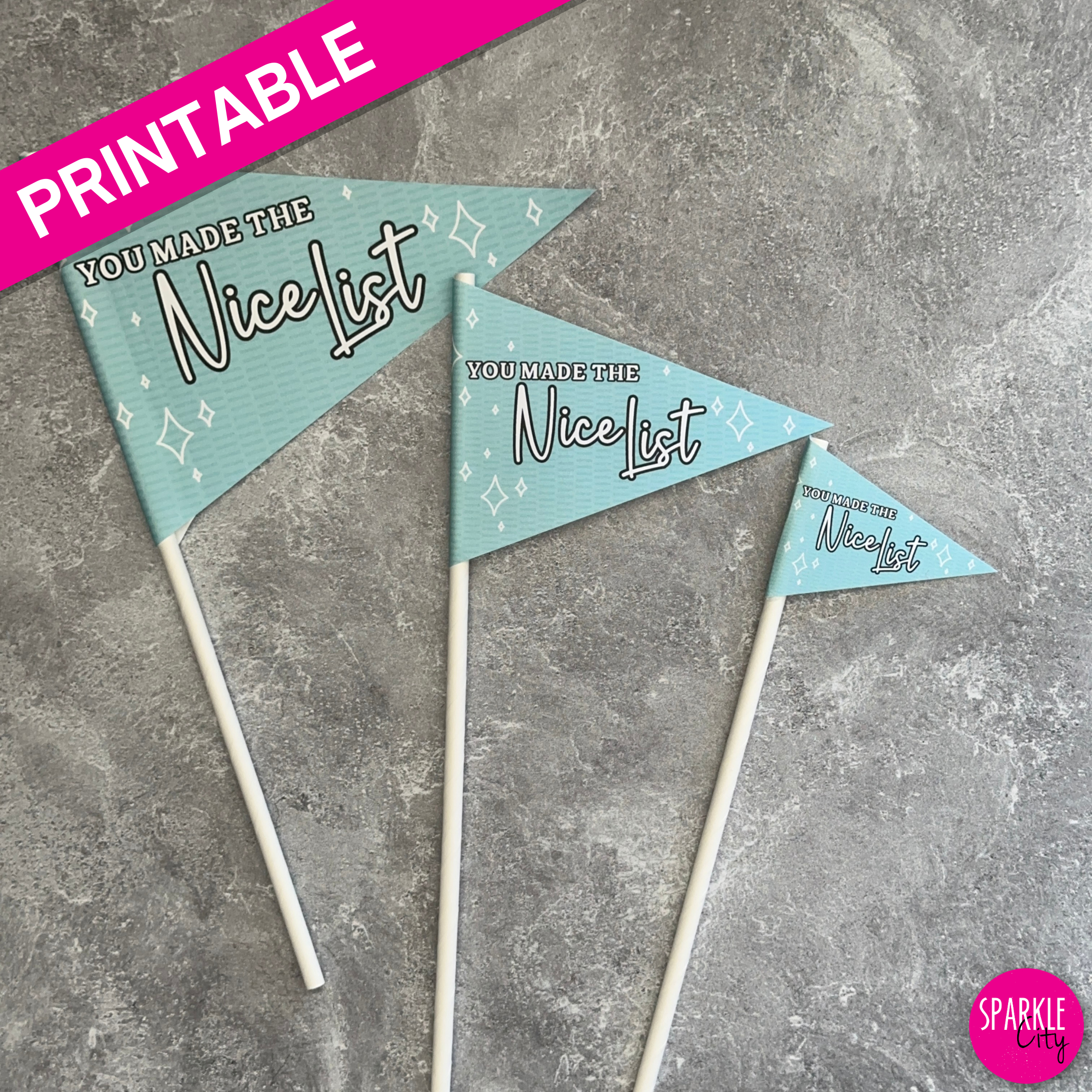 Winter Wishes Printables - Pennants - Nice List