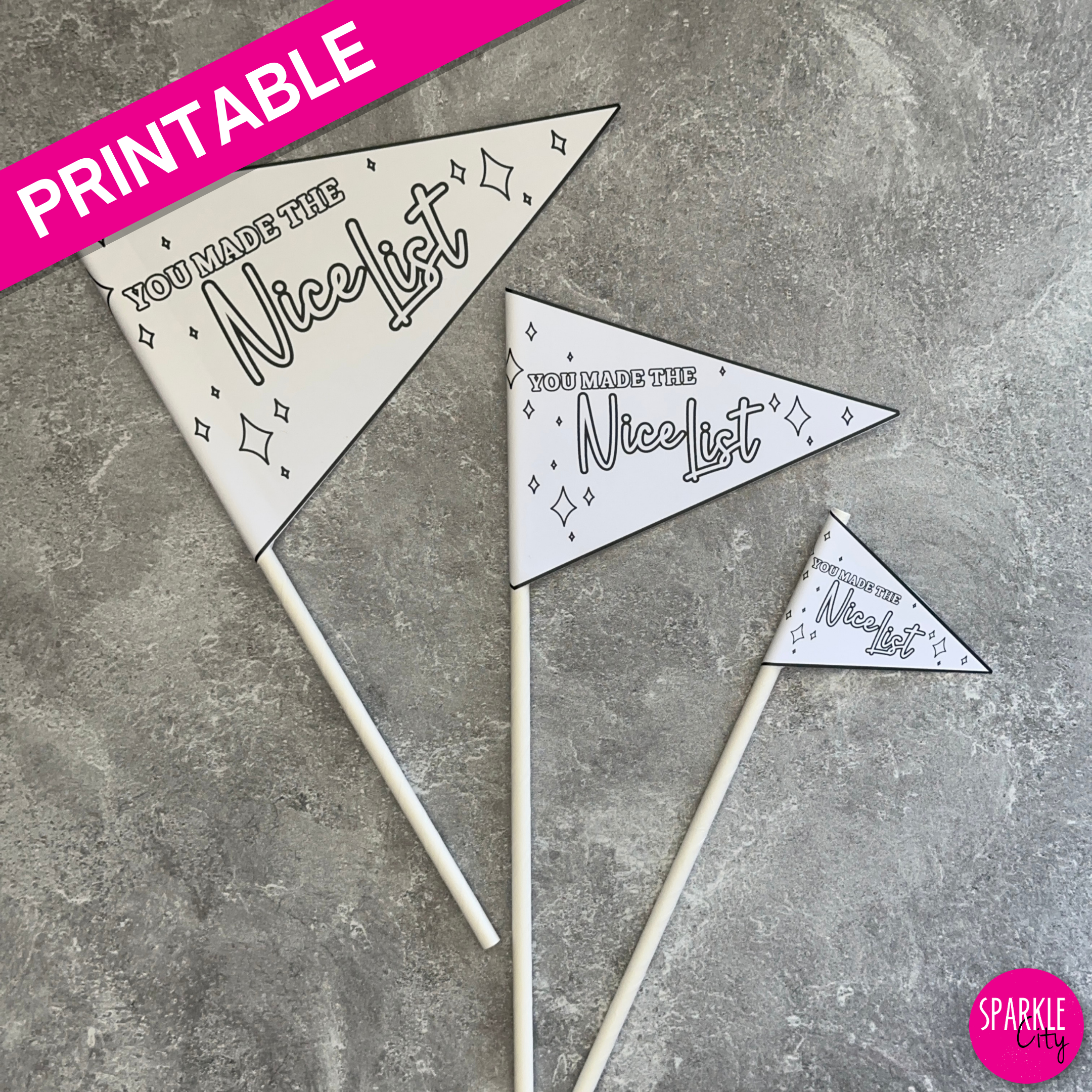 Winter Wishes Printables - Pennants - Nice List