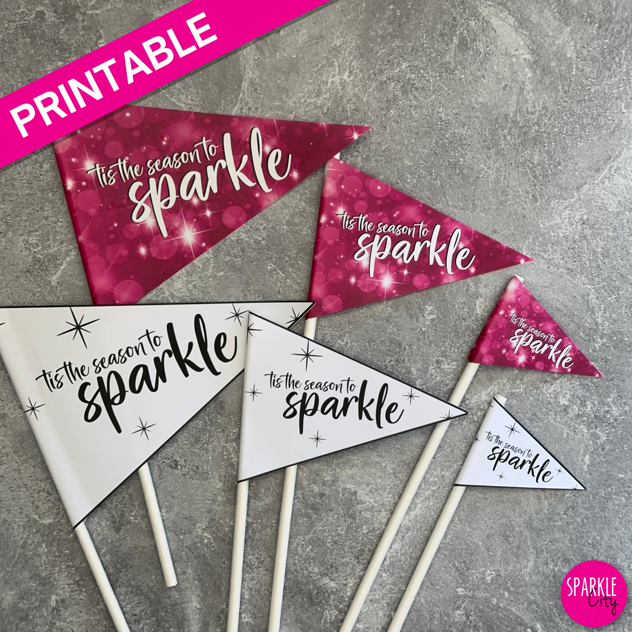 Winter Wishes Printables - Pennants - Tis the Season to Sparkle