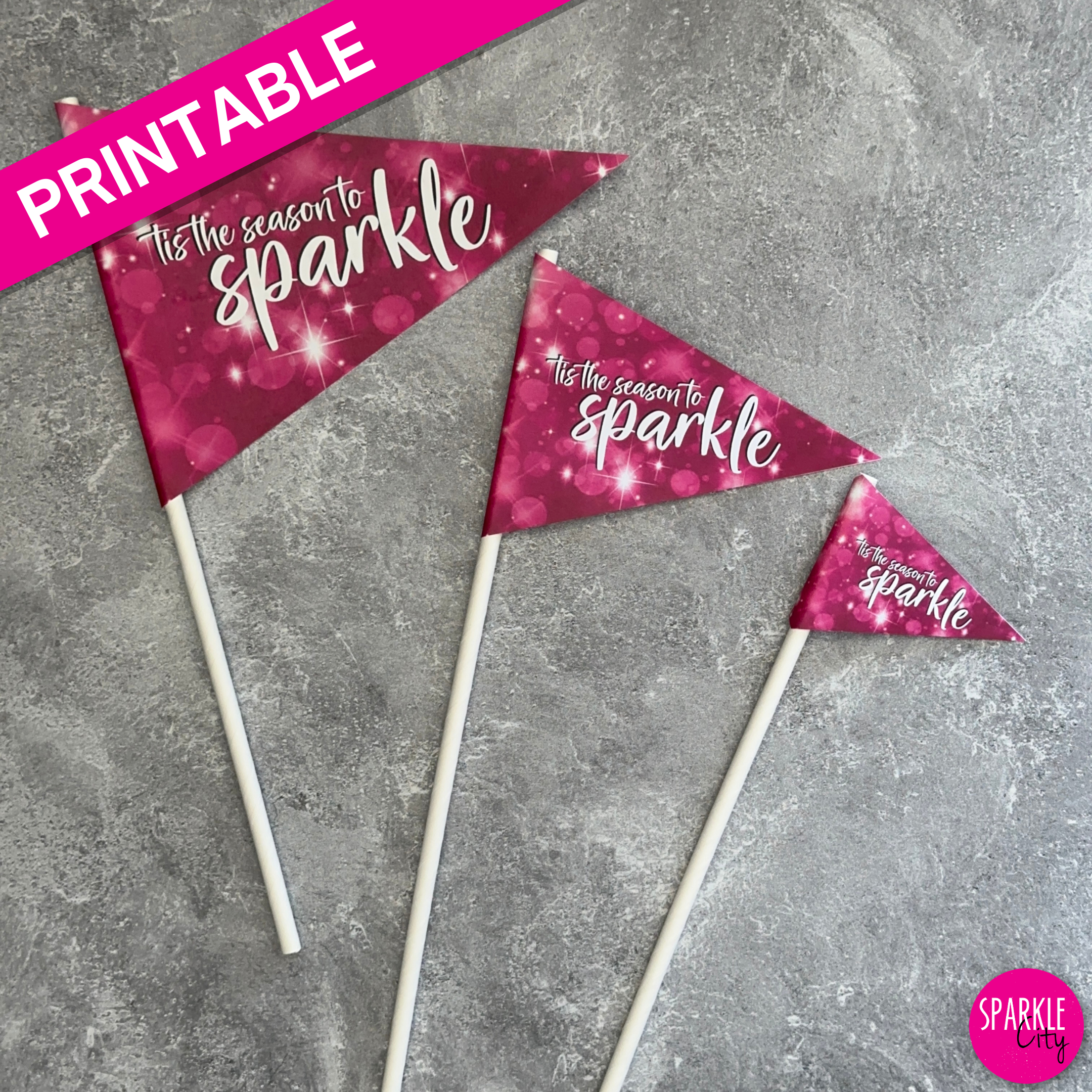 Winter Wishes Printables - Pennants - Tis the Season to Sparkle