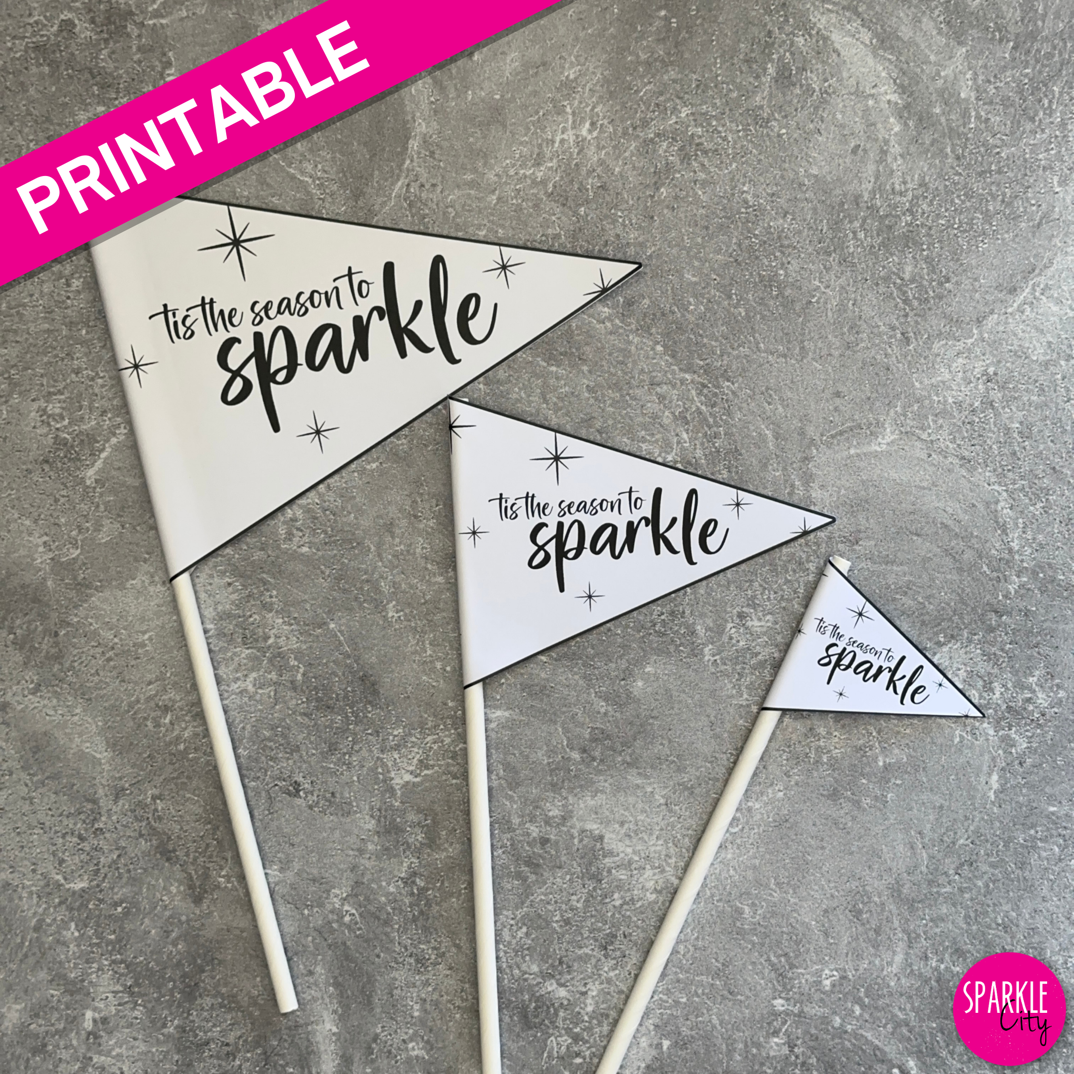 Winter Wishes Printables - Pennants - Tis the Season to Sparkle