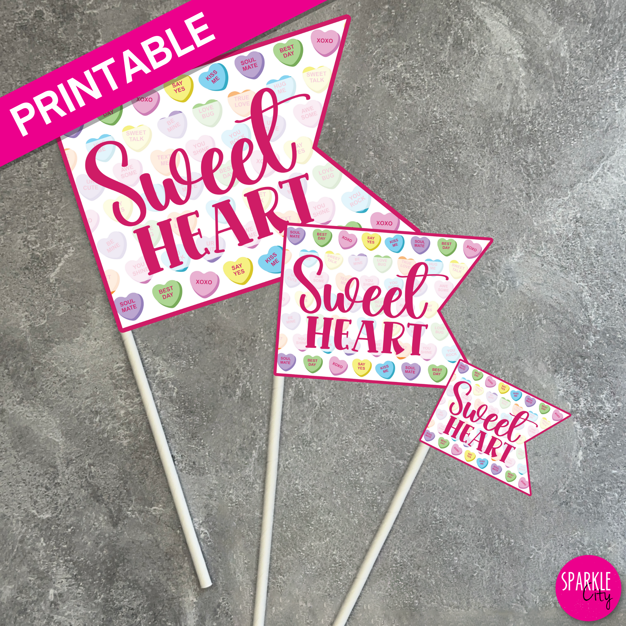 Lots of Love Printables - Pennants - Sweetheart