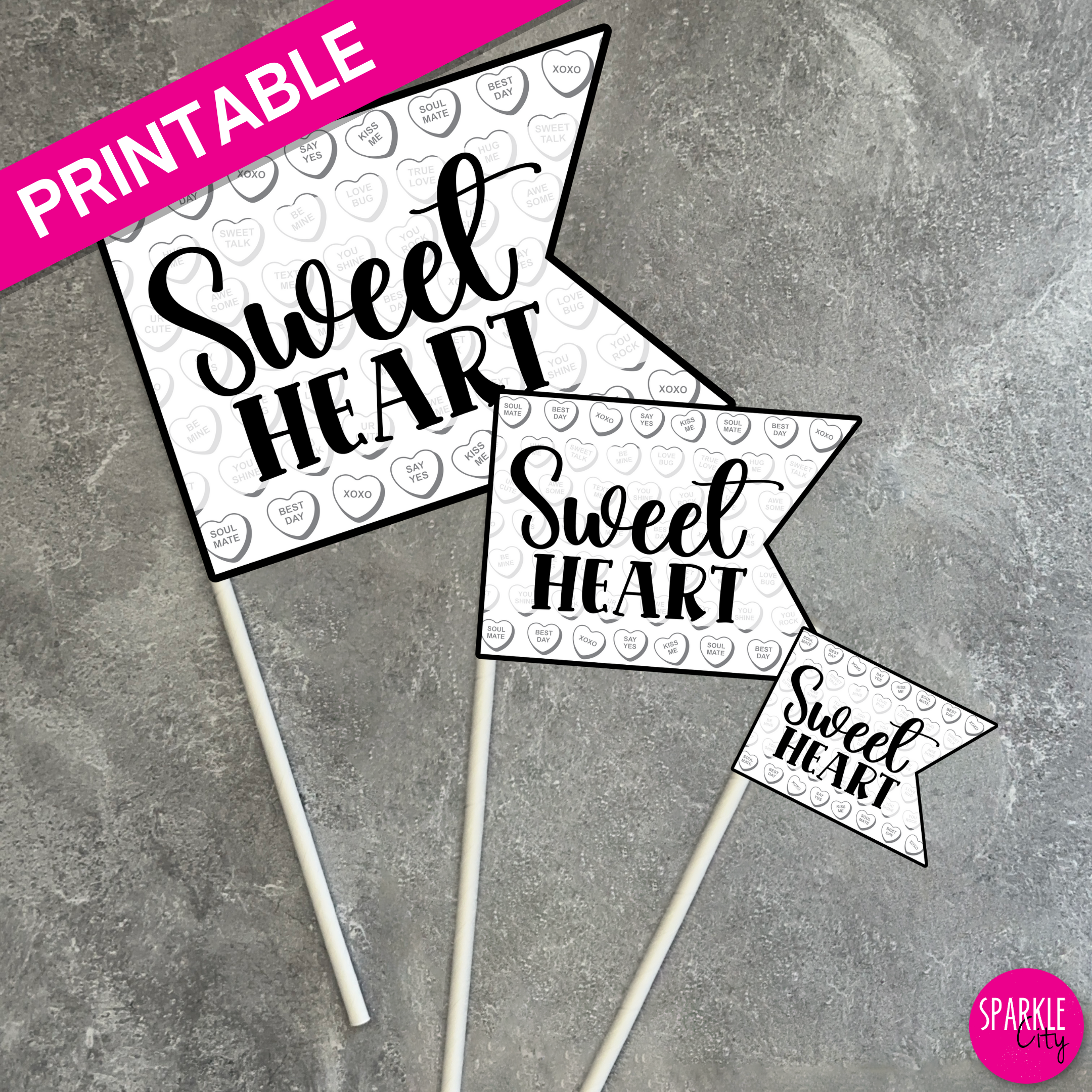 Lots of Love Printables - Pennants - Sweetheart