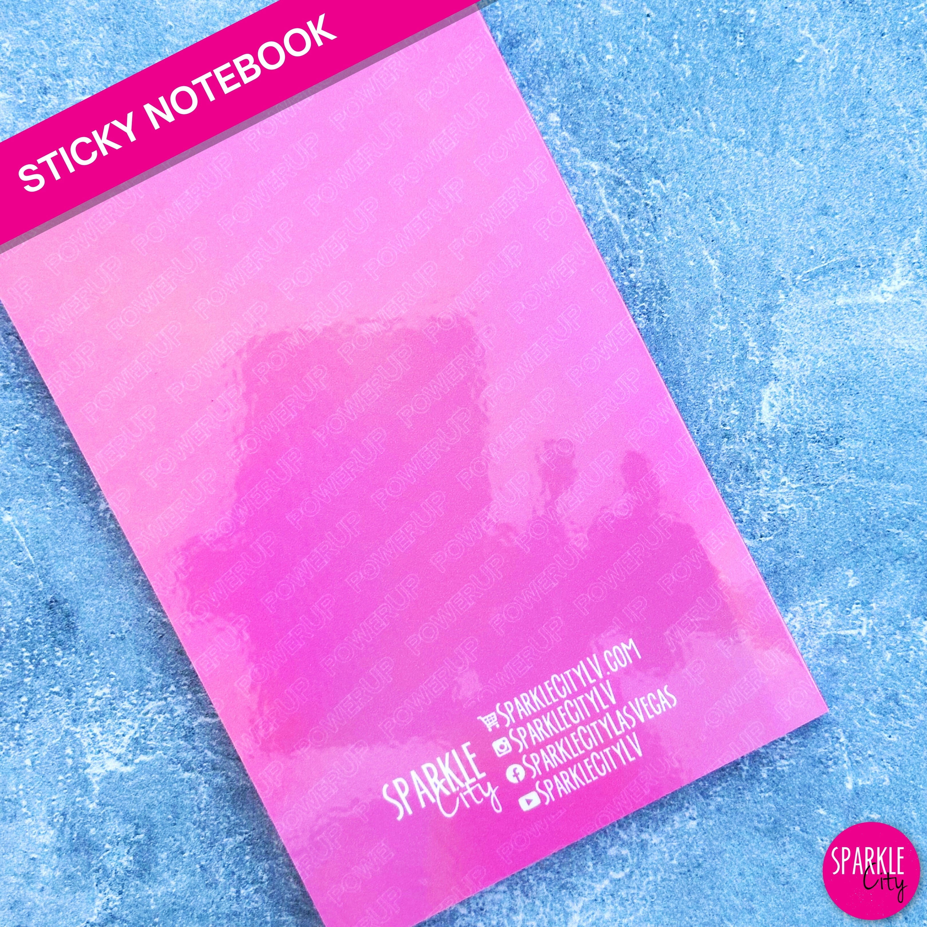 Power UP - Pink - Sticky Notebook