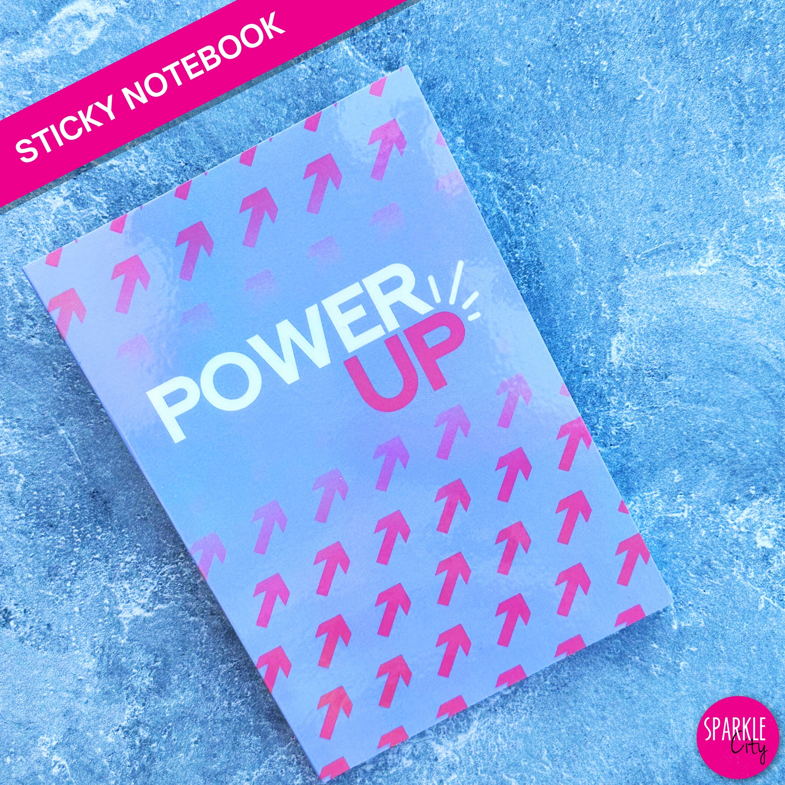 Power UP - Purple Arrow - Sticky Notebook