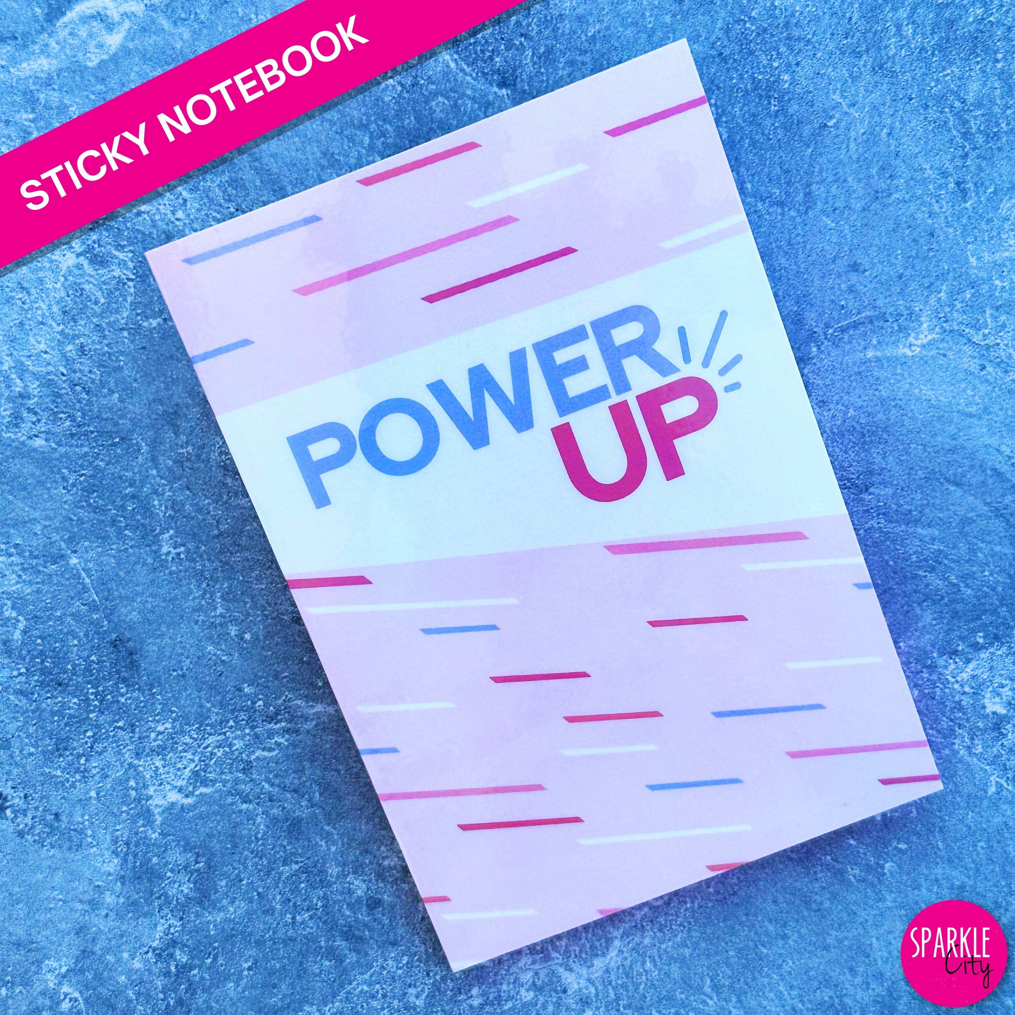 Power UP - Warp Speed - Sticky Notebook