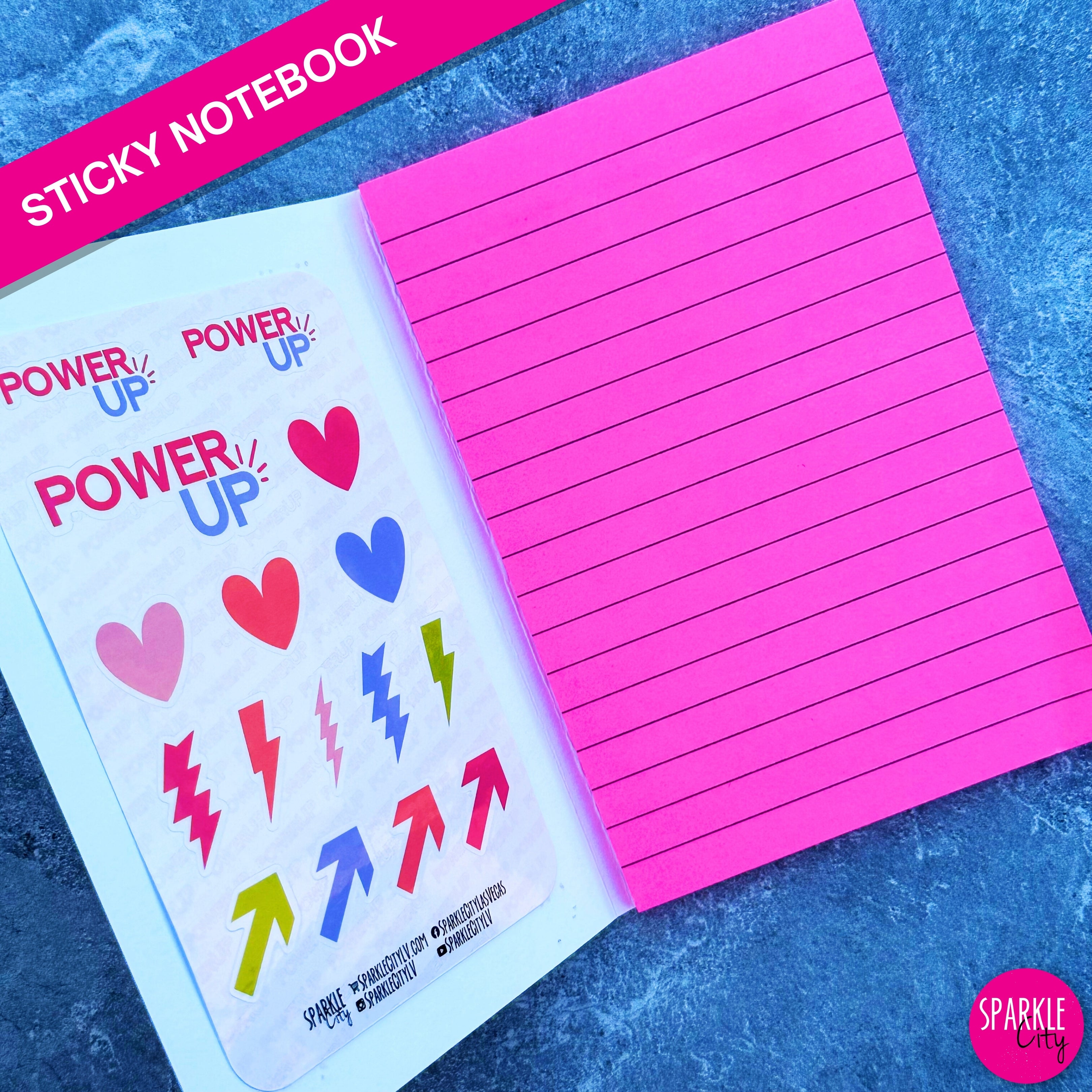 Power UP - Warp Speed - Sticky Notebook