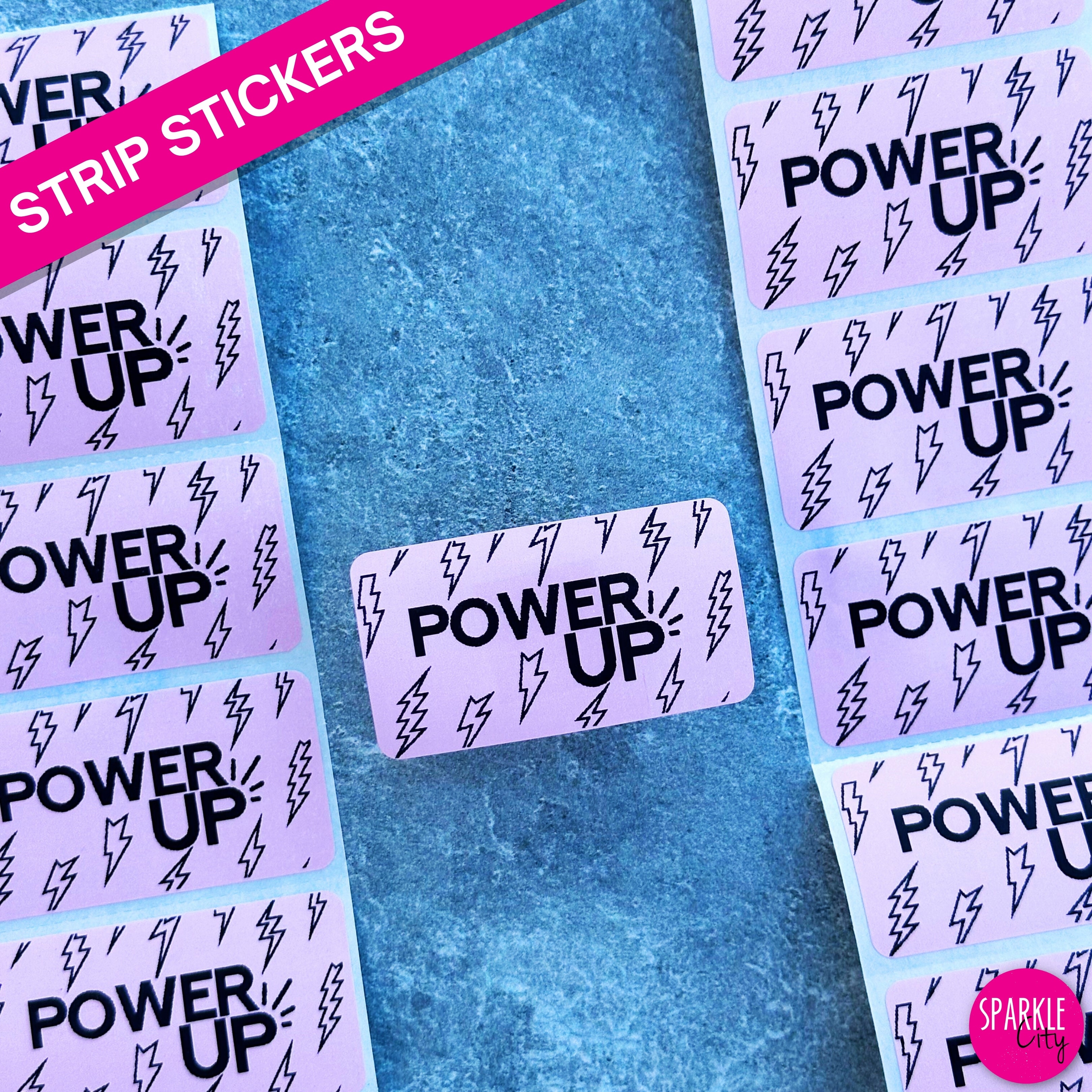 Power UP - Lightning Bolt - Strip Stickers