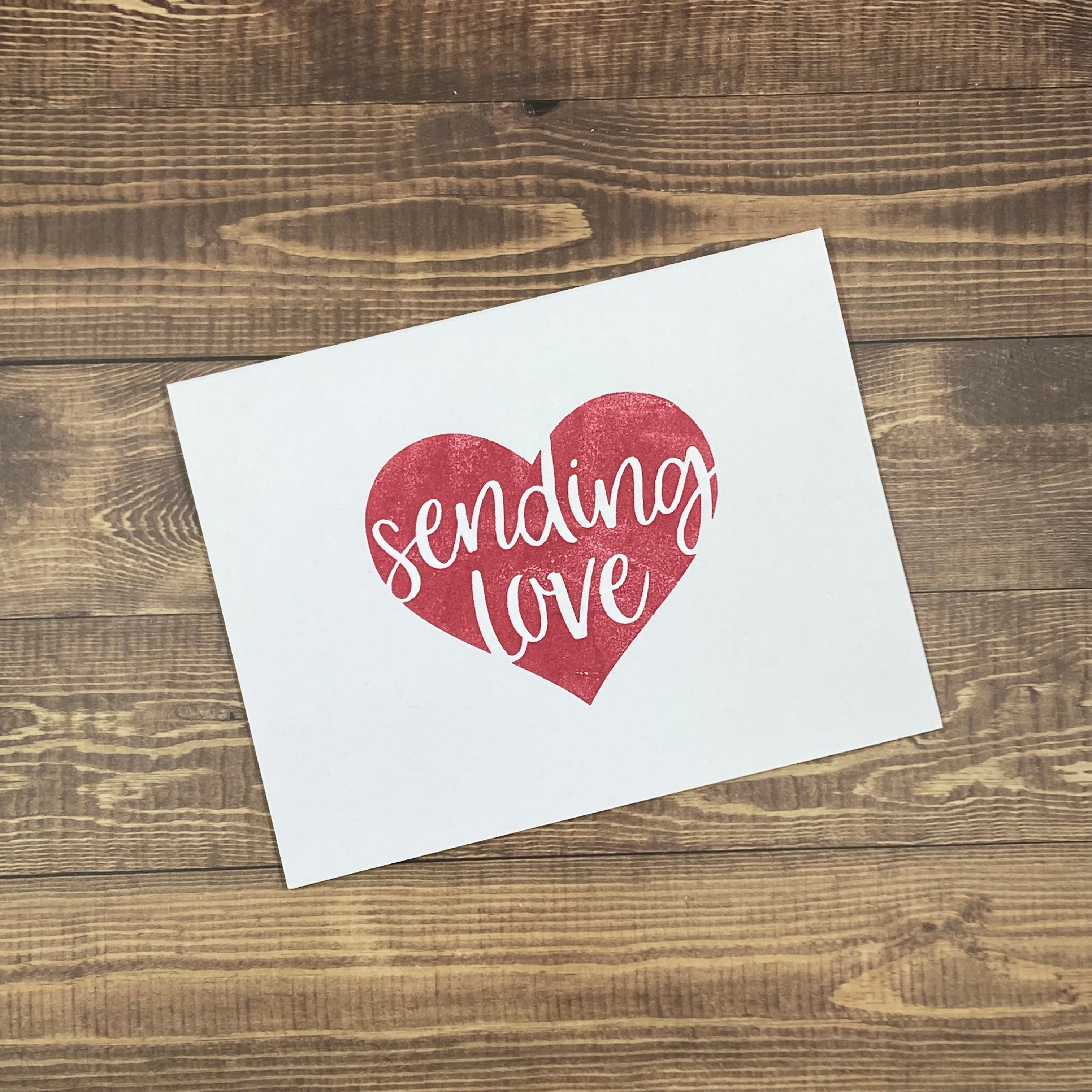 Sending Love Stamped Heart - Handmade Card