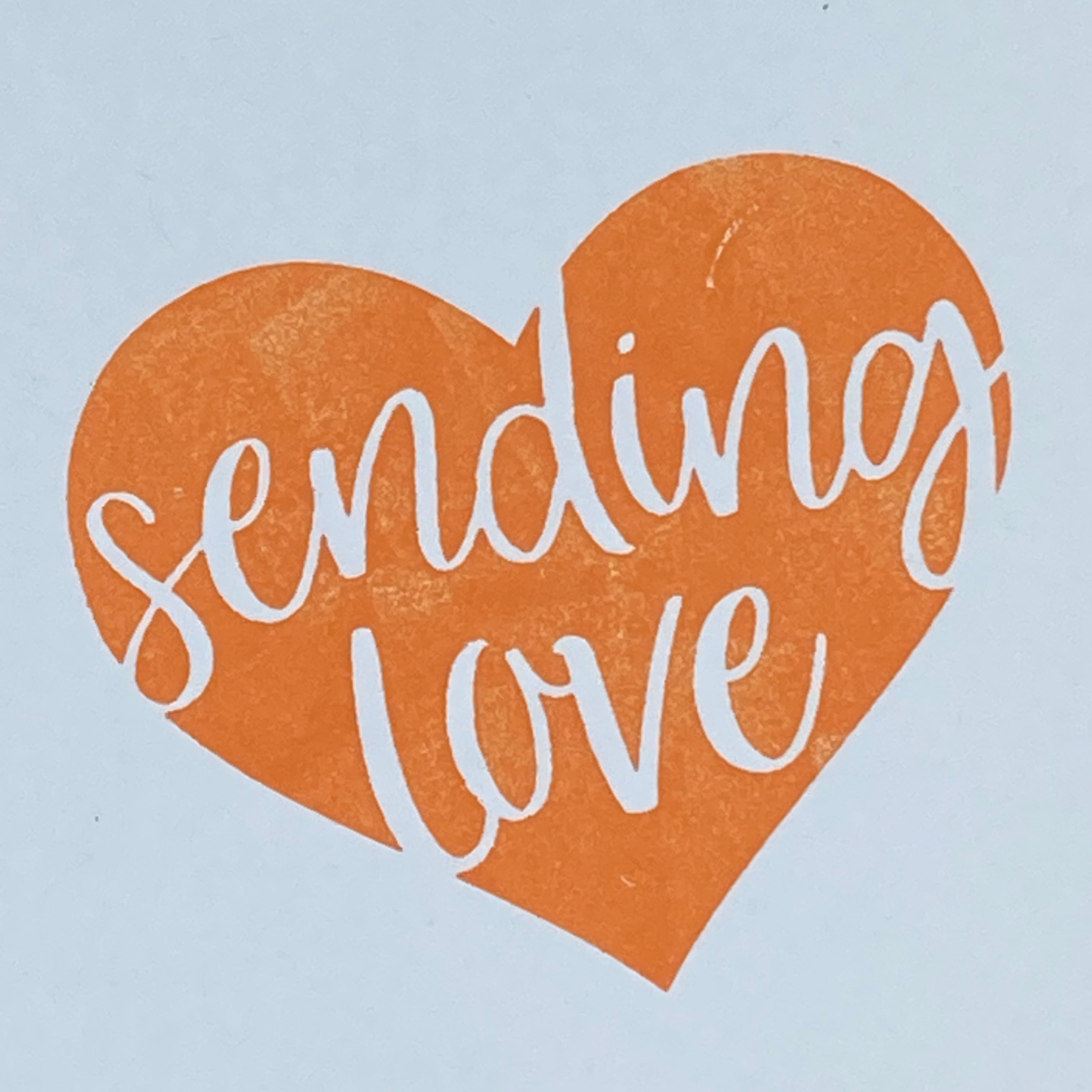 Sending Love Stamped Heart - Handmade Card