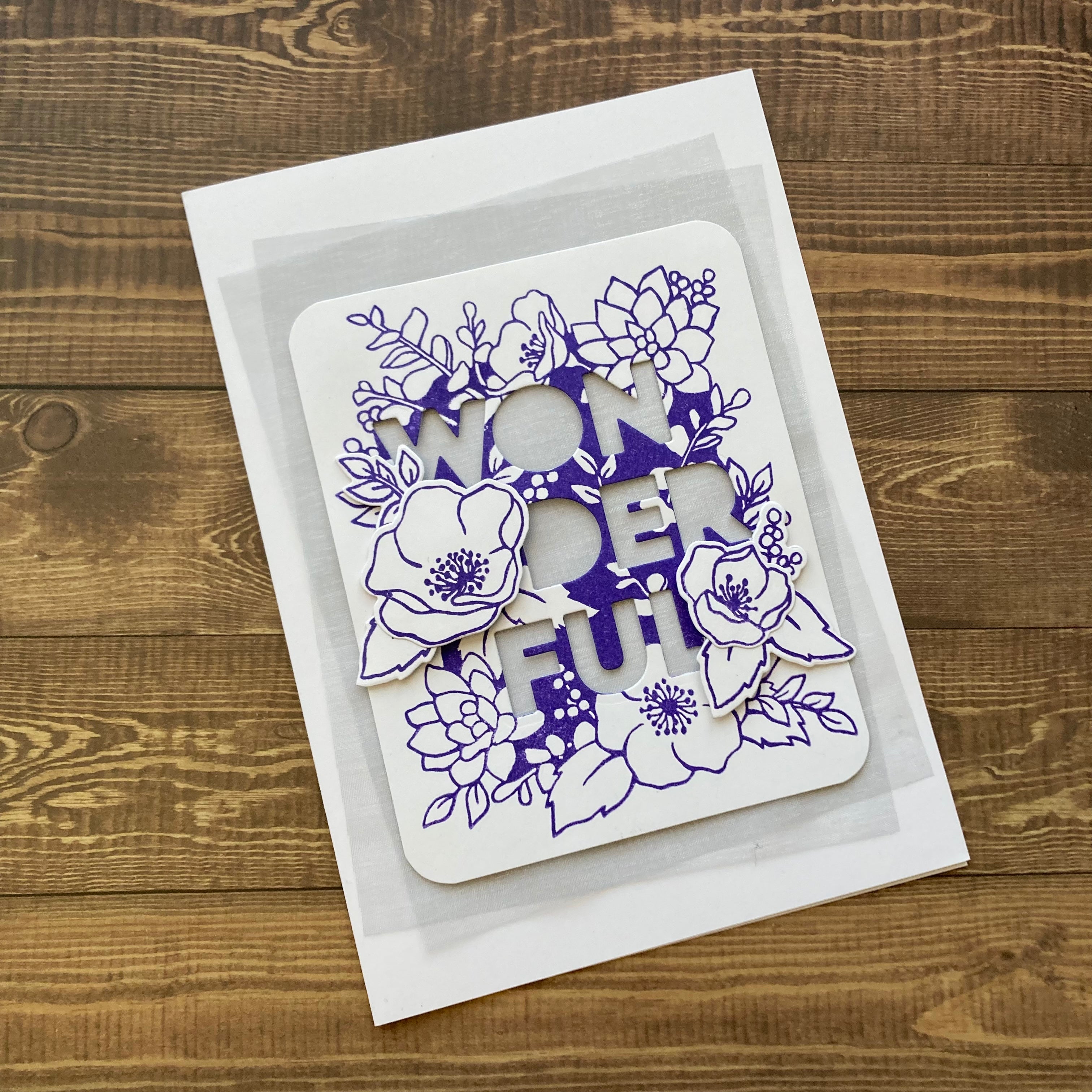 WONDERFUL in Purple - Handmade Card