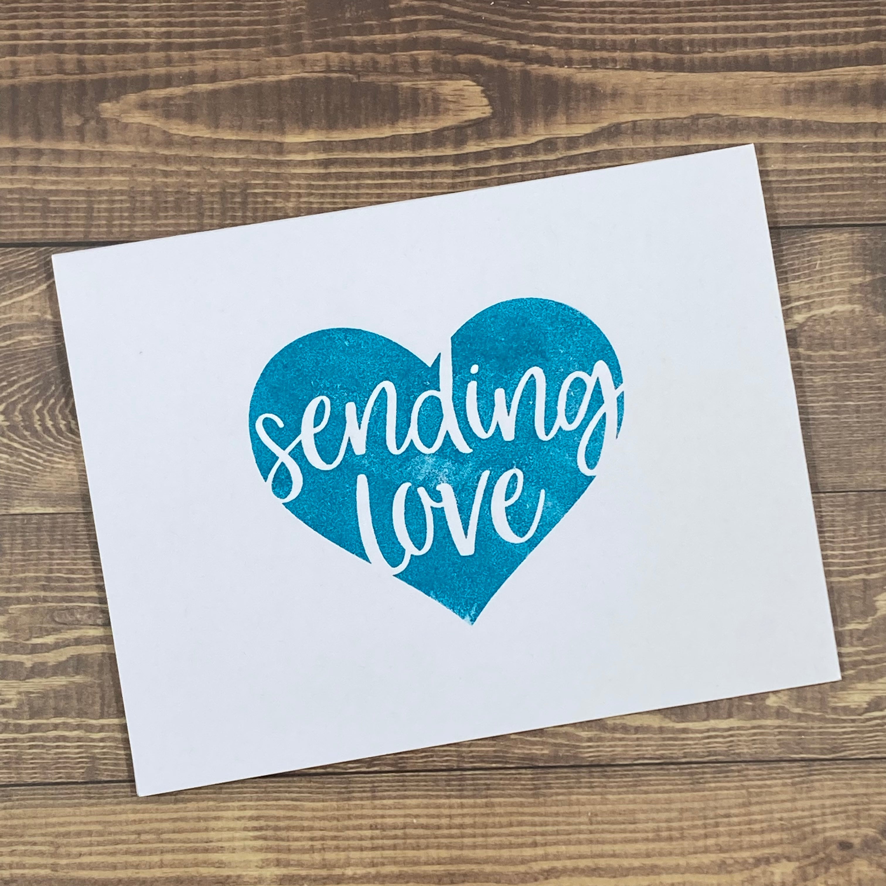 Sending Love Stamped Heart - Handmade Card