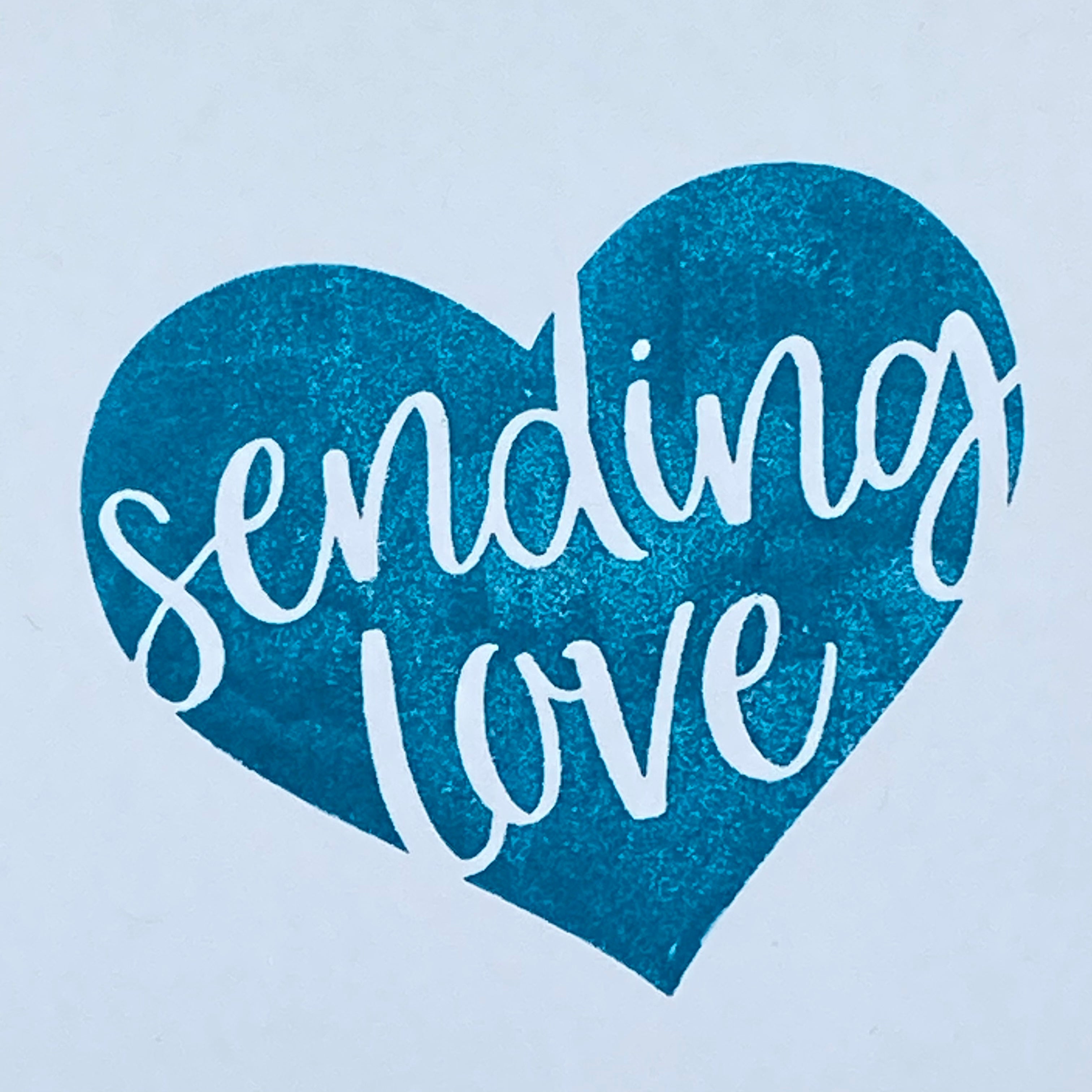 Sending Love Stamped Heart - Handmade Card