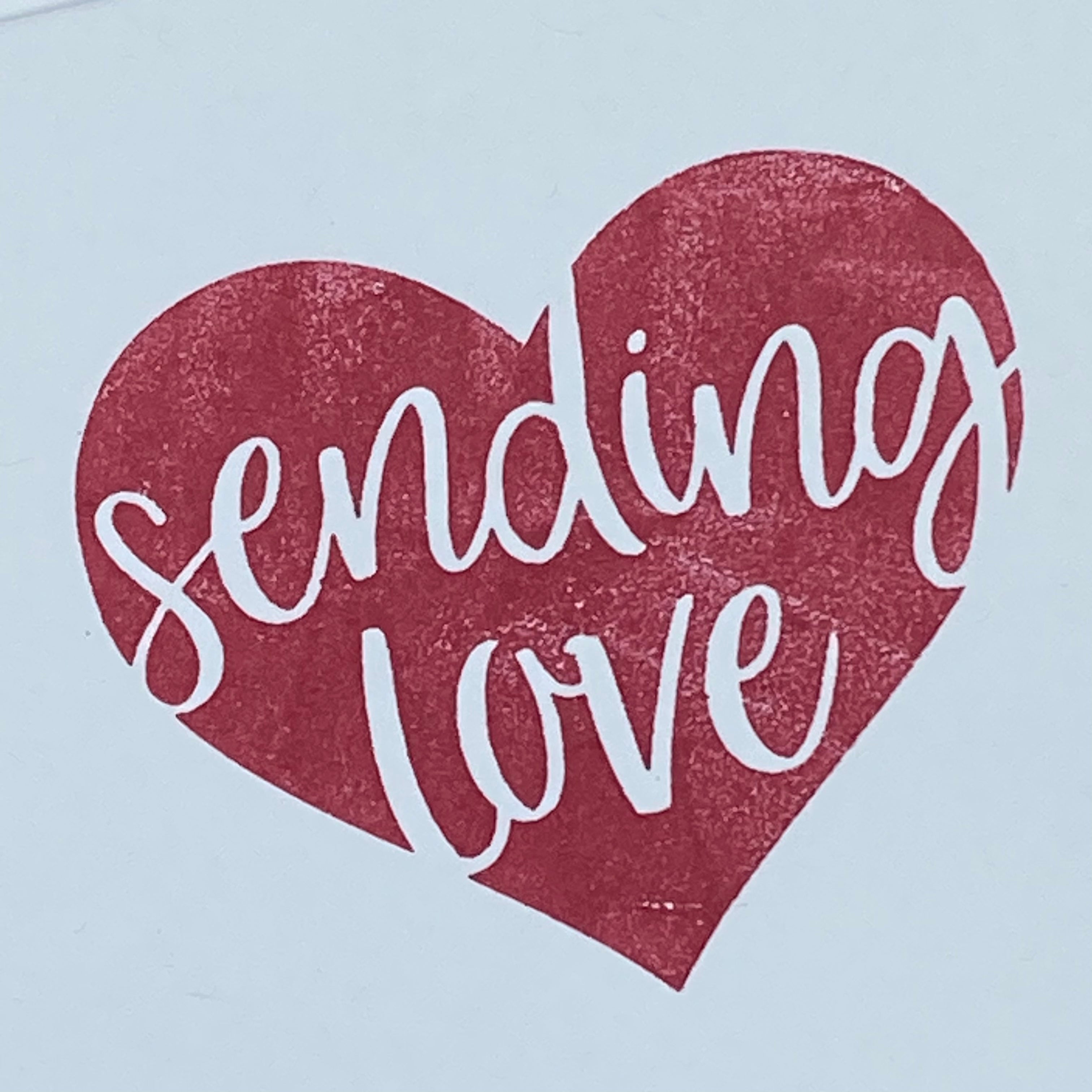 Sending Love Stamped Heart - Handmade Card