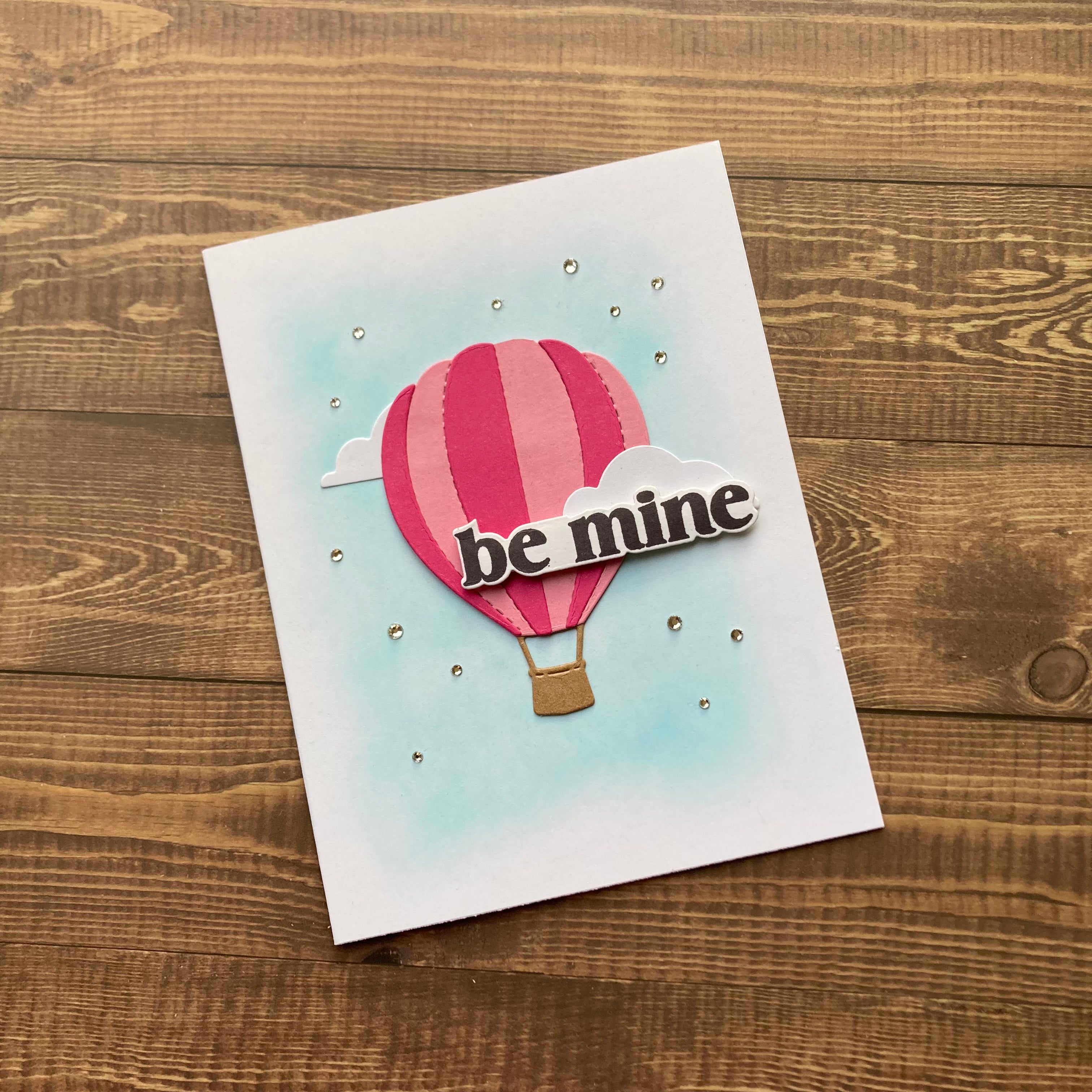 Be Mine Hot Air Balloon - Handmade Card