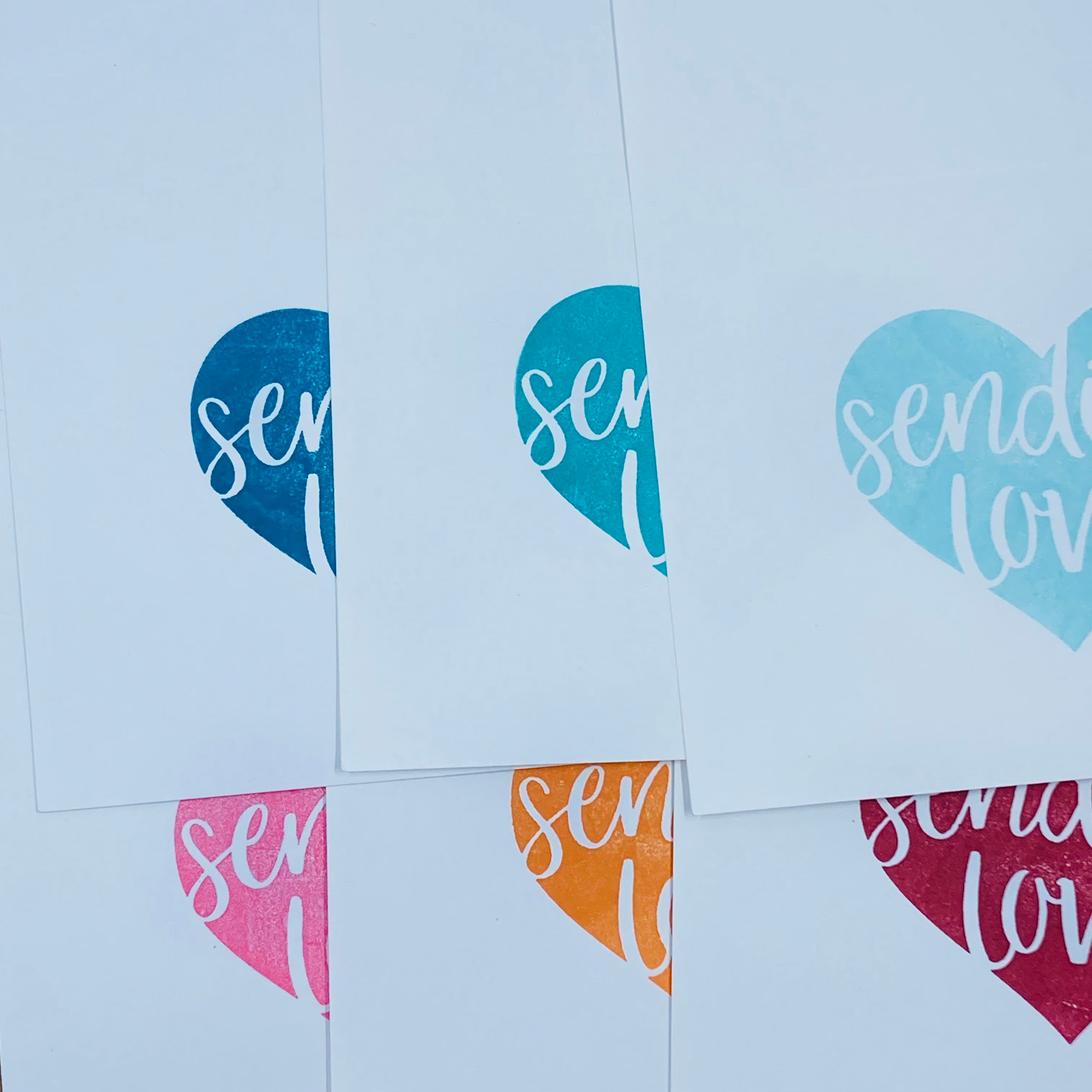 Sending Love Stamped Heart - Handmade Card