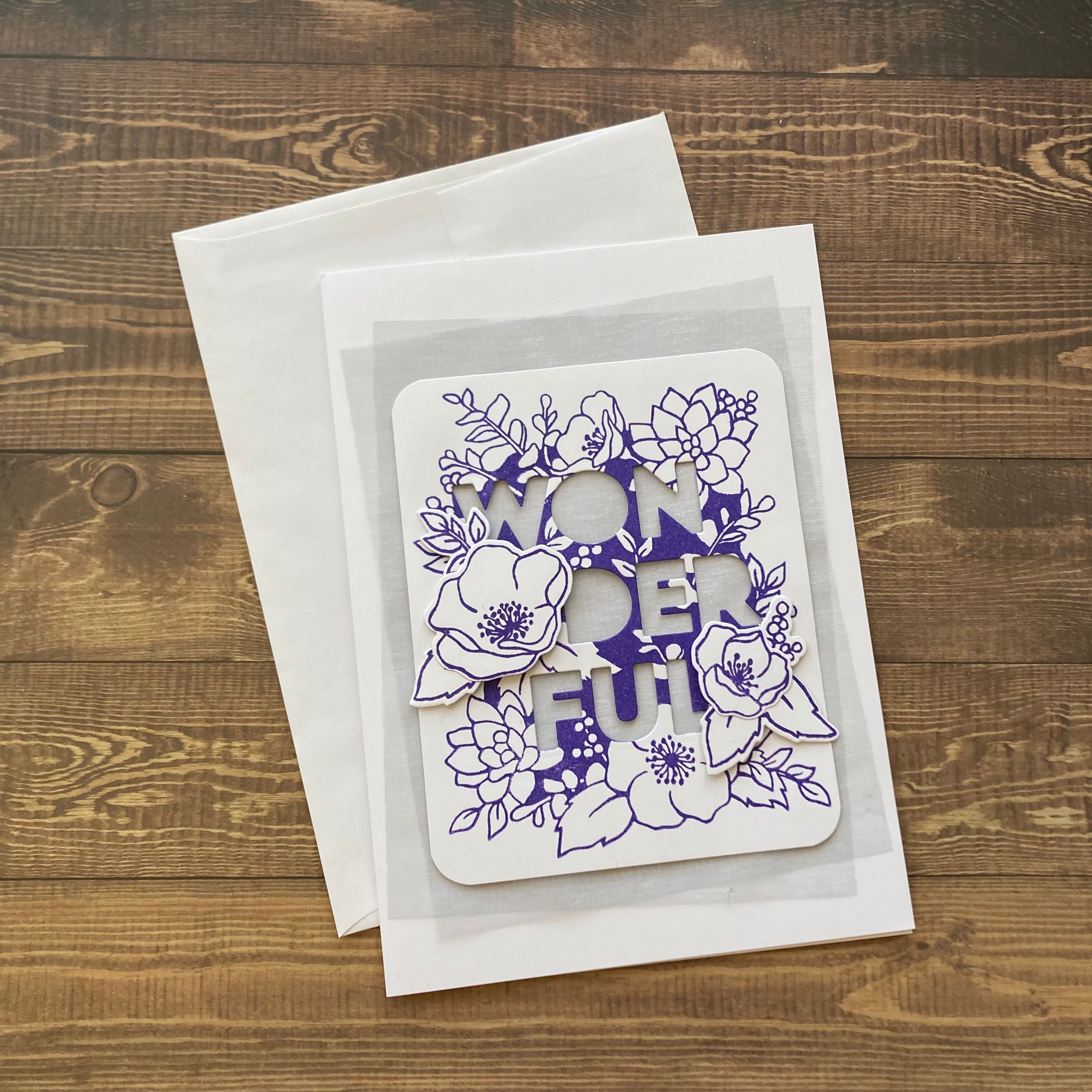 WONDERFUL in Purple - Handmade Card