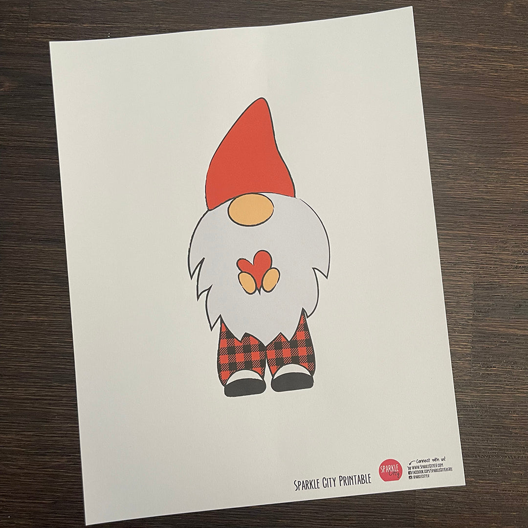 Gnome Printable - Red Plaid